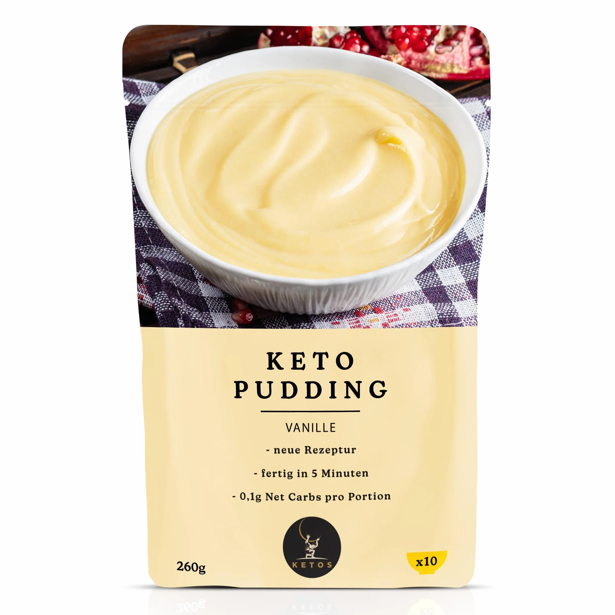 Keto Pudding duże opakowanie wanilii | do odżywiania niskowęglowodanowego i keto | 0,2 g węglowodanów netto | bogaty w błonnik