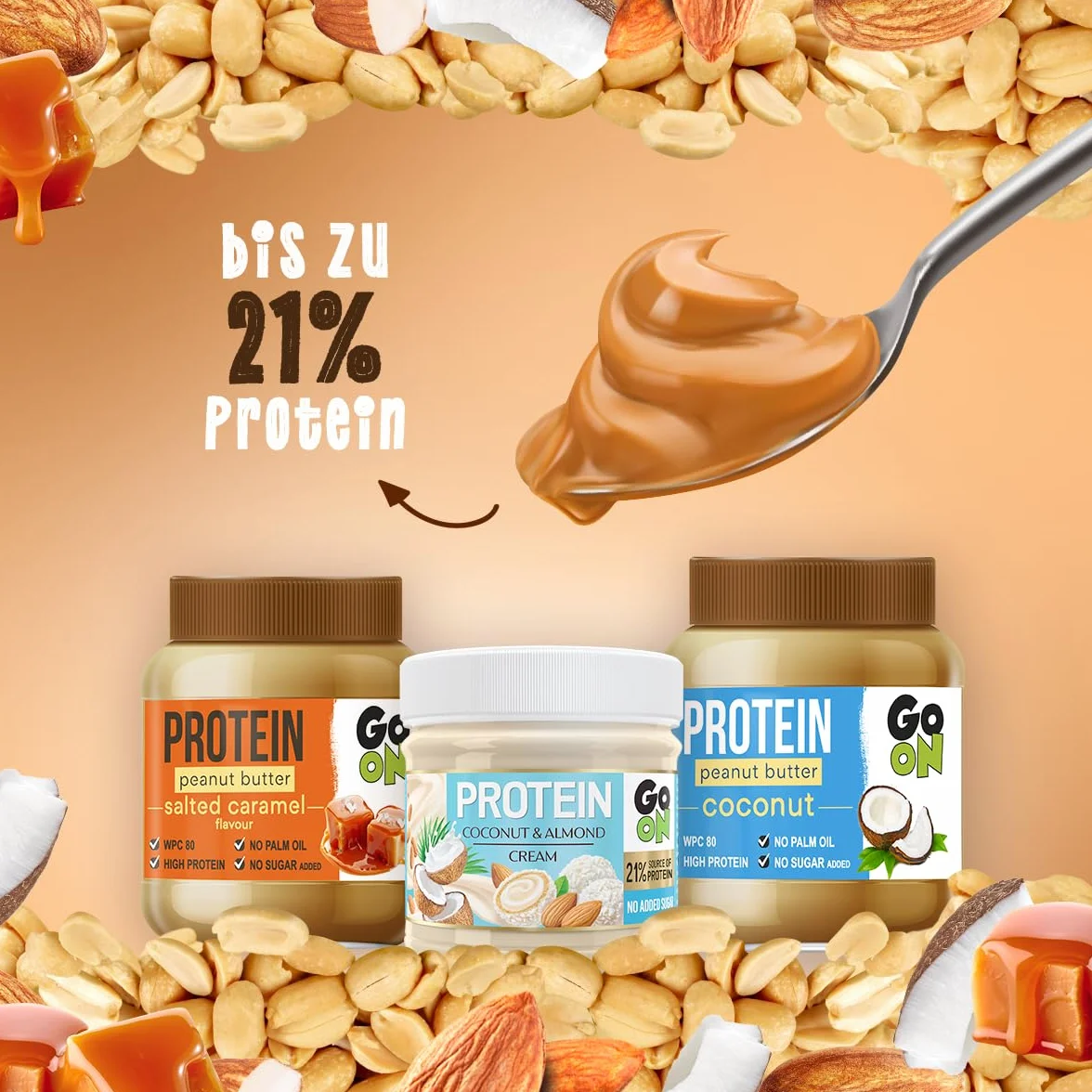 GO ON Proteinowe masło orzechowe bez cukru i palmowego Kokos 6 x 350g