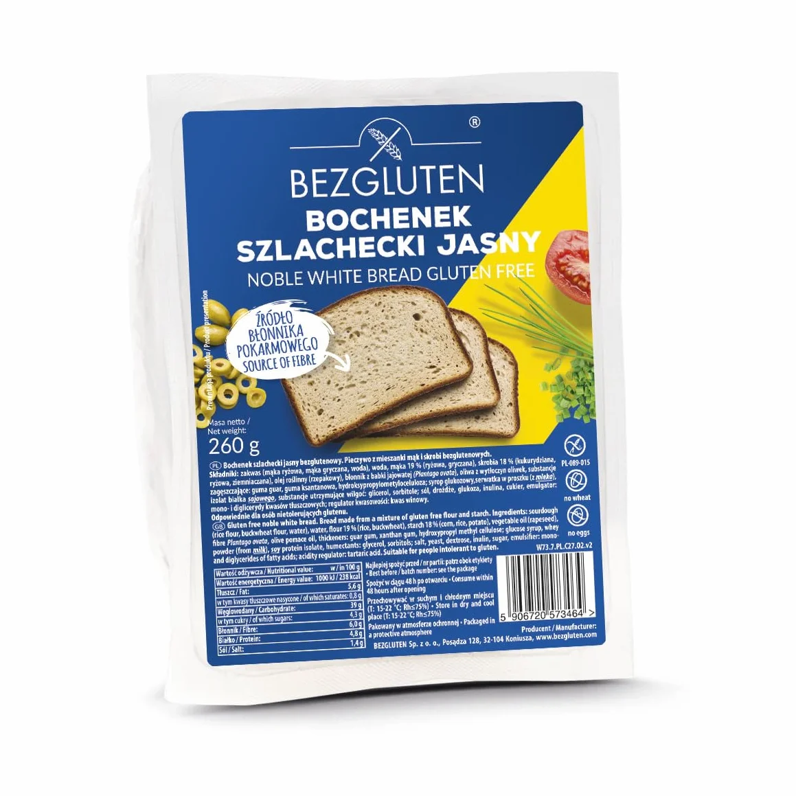 Bezglutenowy Bochenek Szlachecki Jasny 260 g- Bezgluten