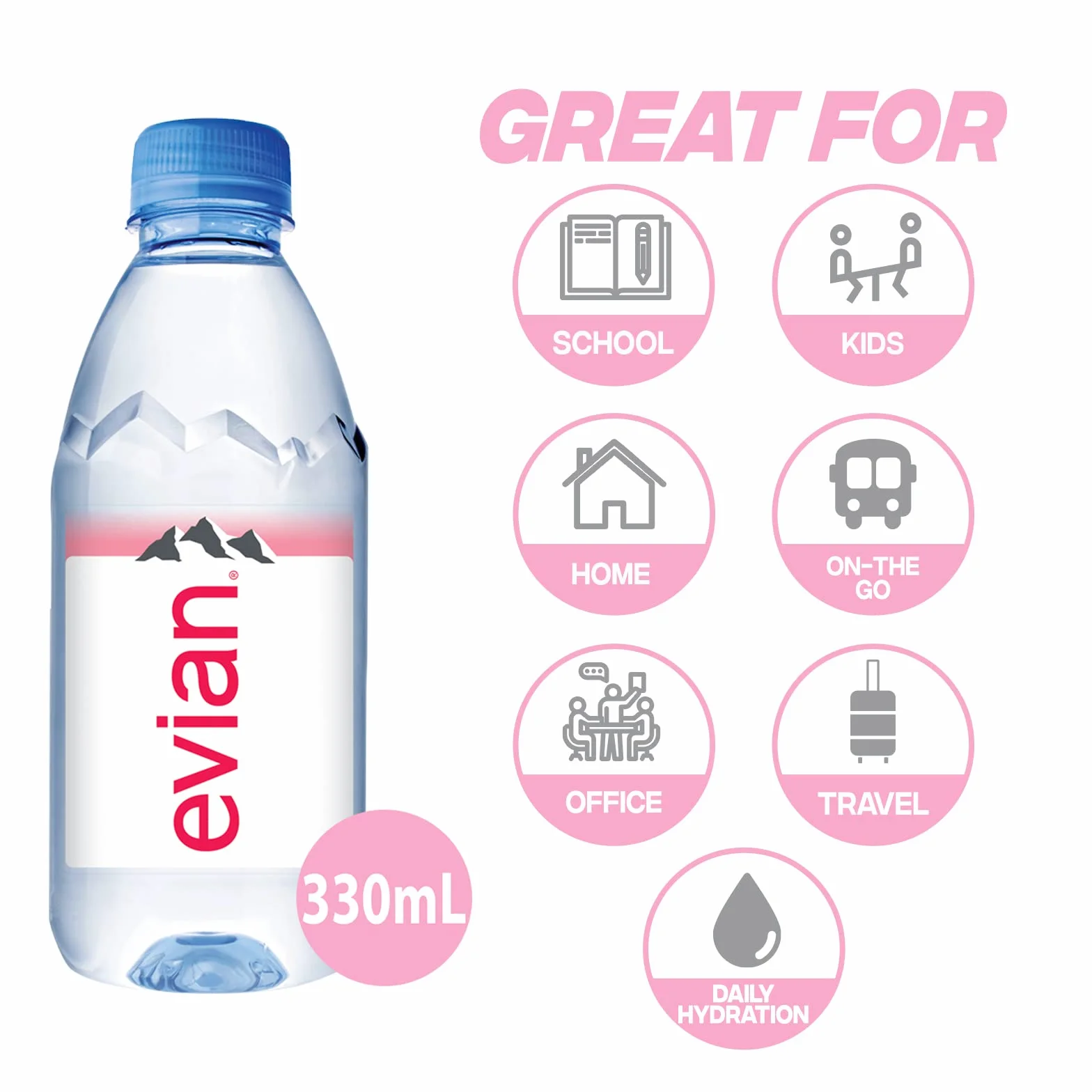 Evian Woda mineralna niegazowana 330 ml 24 sztuki
