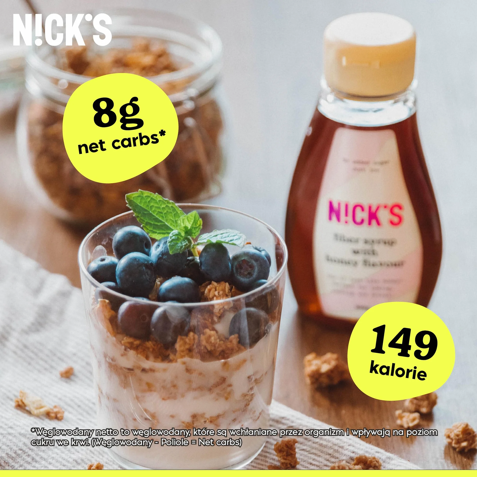NICKS Fiber syrup, syrop z włókna, bogaty w błonnik, naturalny keto słodzący bez dodatku cukru, bez glutenu, zamiennik cukru o niskiej zawartości węglowodanów (300 g)