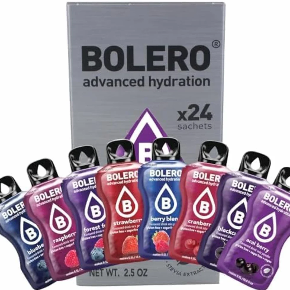 Bolero BERRY MIX 24x3g | Proszek do napojów bez cukru, słodzony stewią + witamina C | odpowiedni dla dzieci, sportowców i diabetyków | bezglutenowy i przyjazny dla wegan