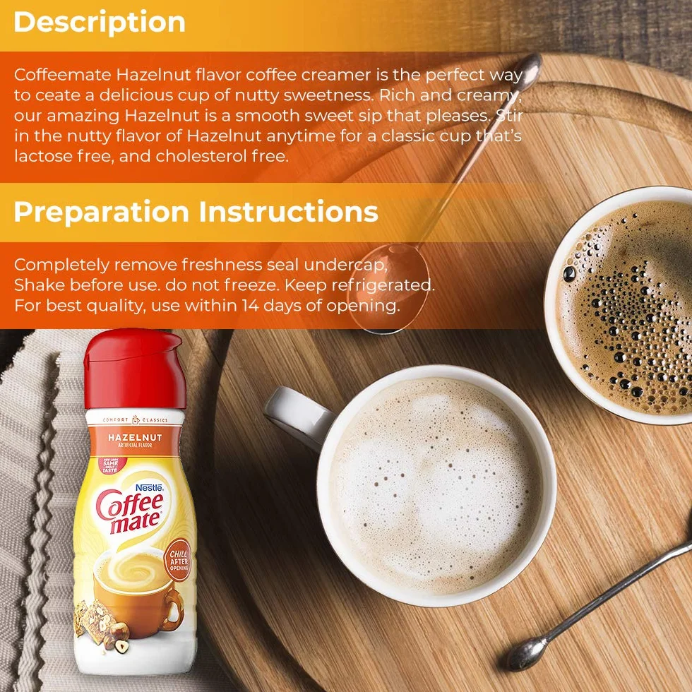 Coffee Mate Płynny krem do kawy orzech laskowy - wybielacz do kawy - 473 g (2 sztuki)