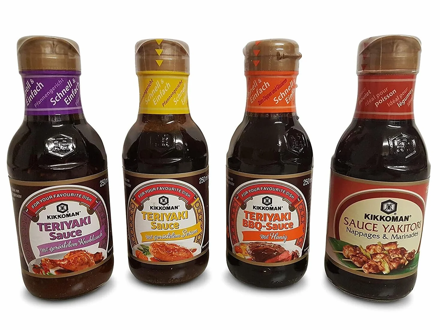 Japoński sos teriyaki, marynata, sosy grillowe, sosy do dipowania gęste, 4 x 250 ml szklana butelka na sosy Kikkoman
