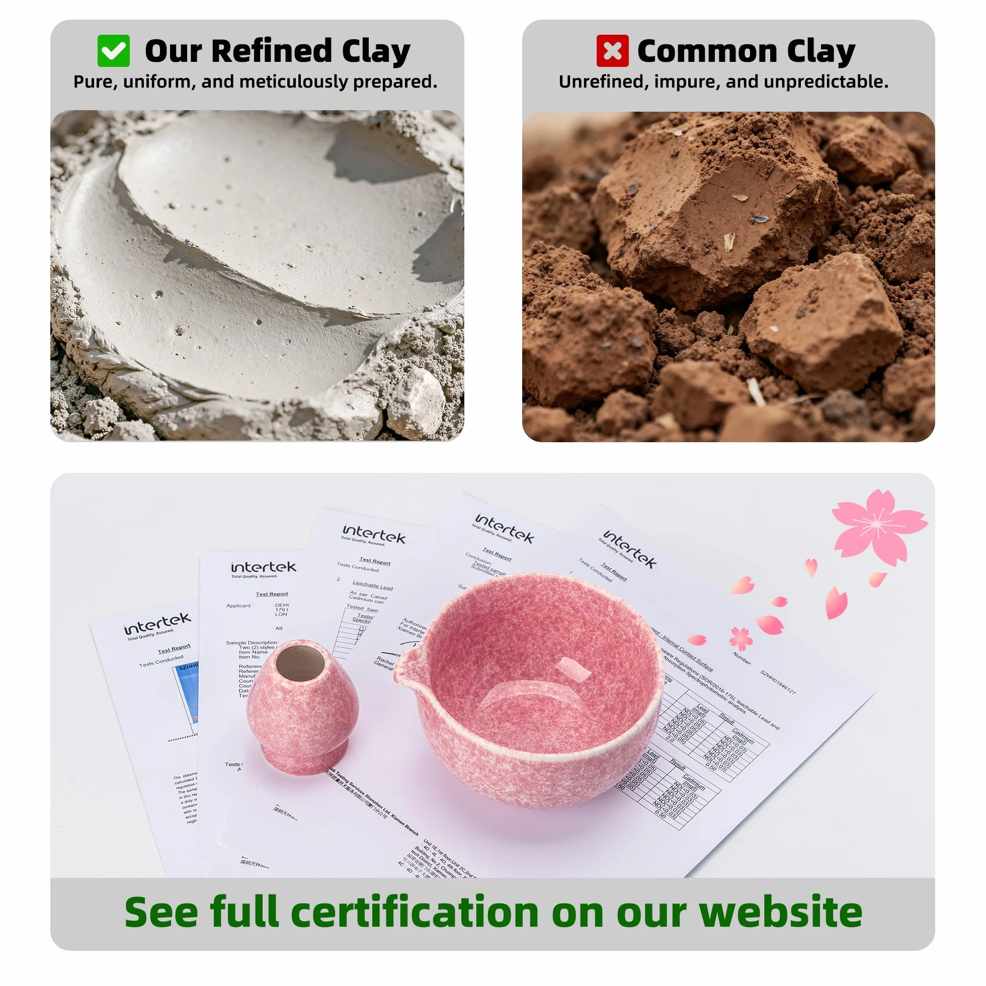 TEANAGOO Zestaw trzepaczek Matcha, zestaw 7 szt., różowy, zestaw do ceremonii matcha, zestaw do herbaty matcha do robienia latte, ceramiczna miska (chawan) z wylewką i trzepaczką, prezent dla