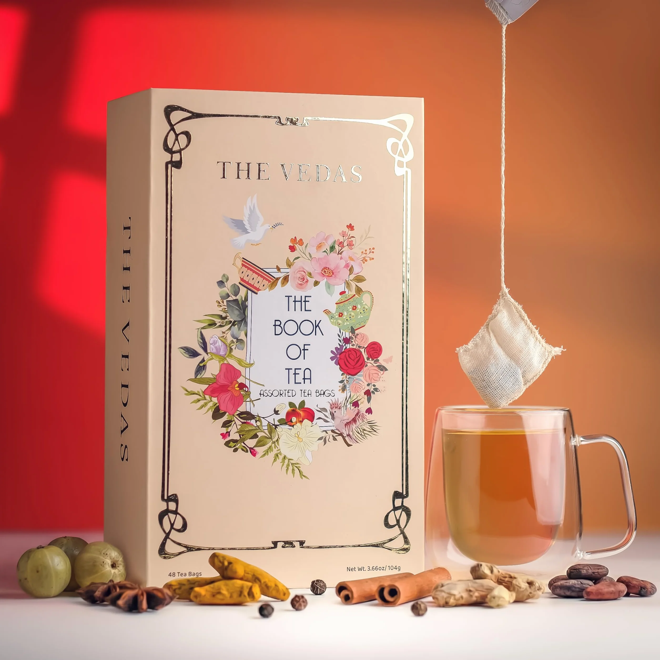 The Vedas Zestaw upominkowy Book Of Tea 12 egzotycznych mieszanek herbaty ziołowej 48 torebek