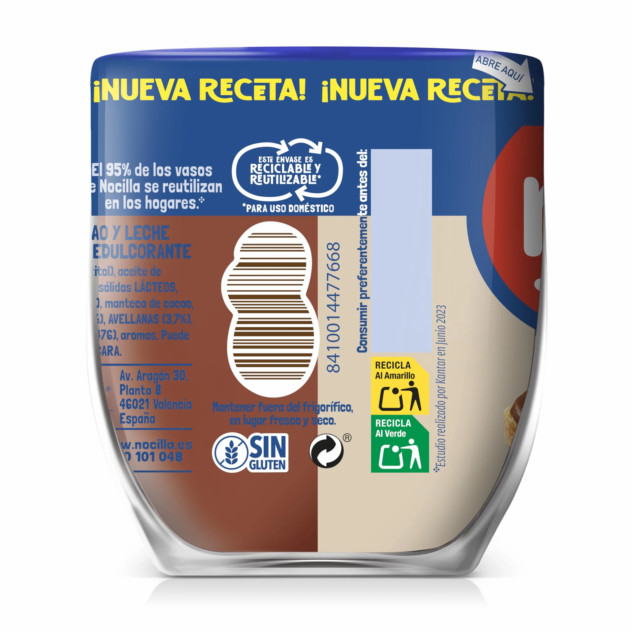 Nocilla, Czekoladowa pasta do smarowania 0% biała czekolada bez oleju palmowego, 180 g