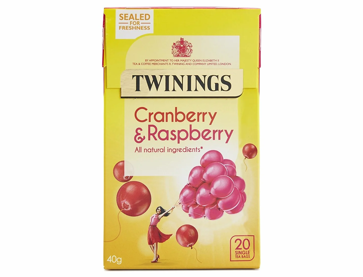 Twinings Cranberry & Raspberry 20 woreczek 40 g - z ceną i malinową