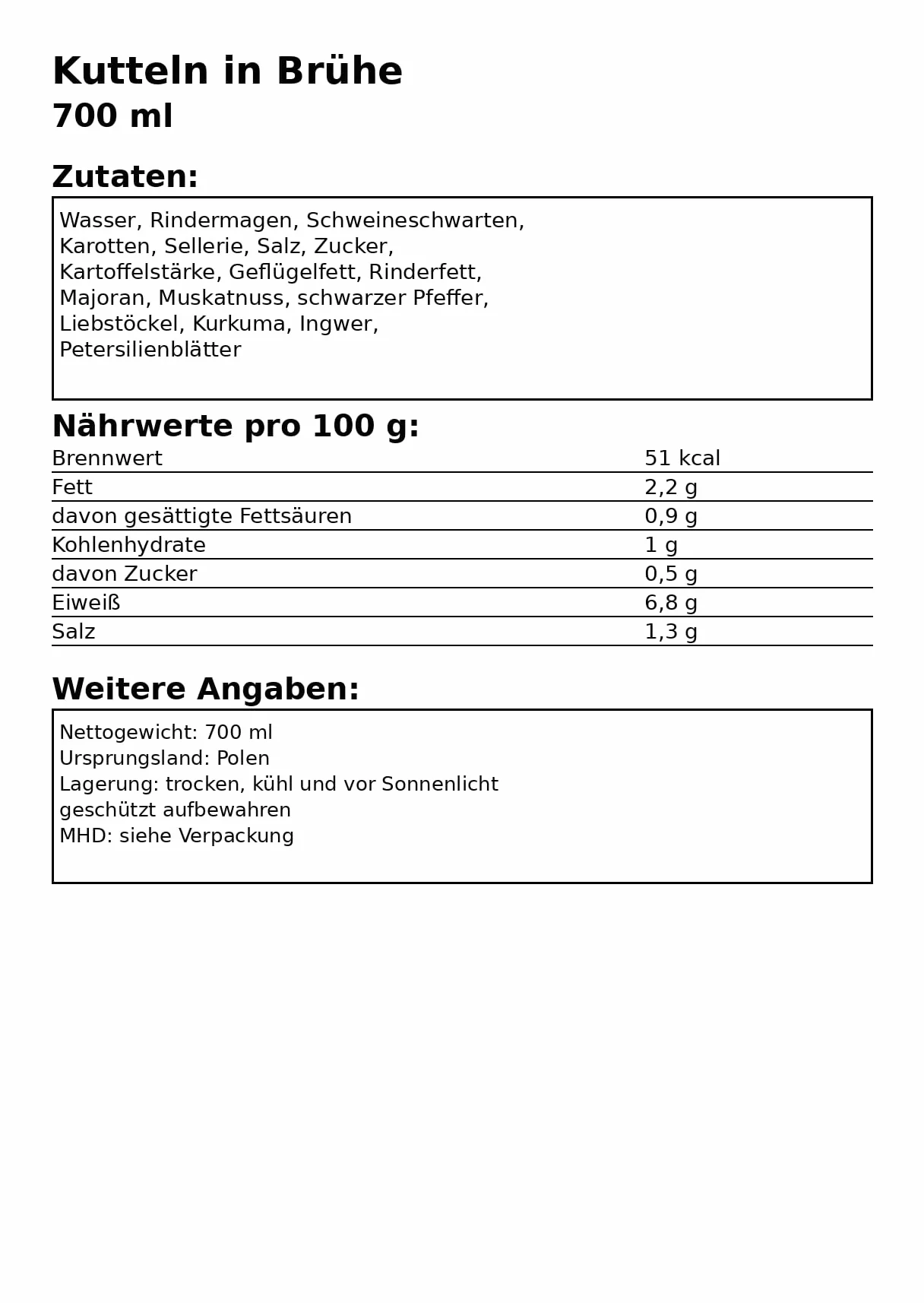 Flaki wołowe w rosole 700 ml Schronisko Bukowina