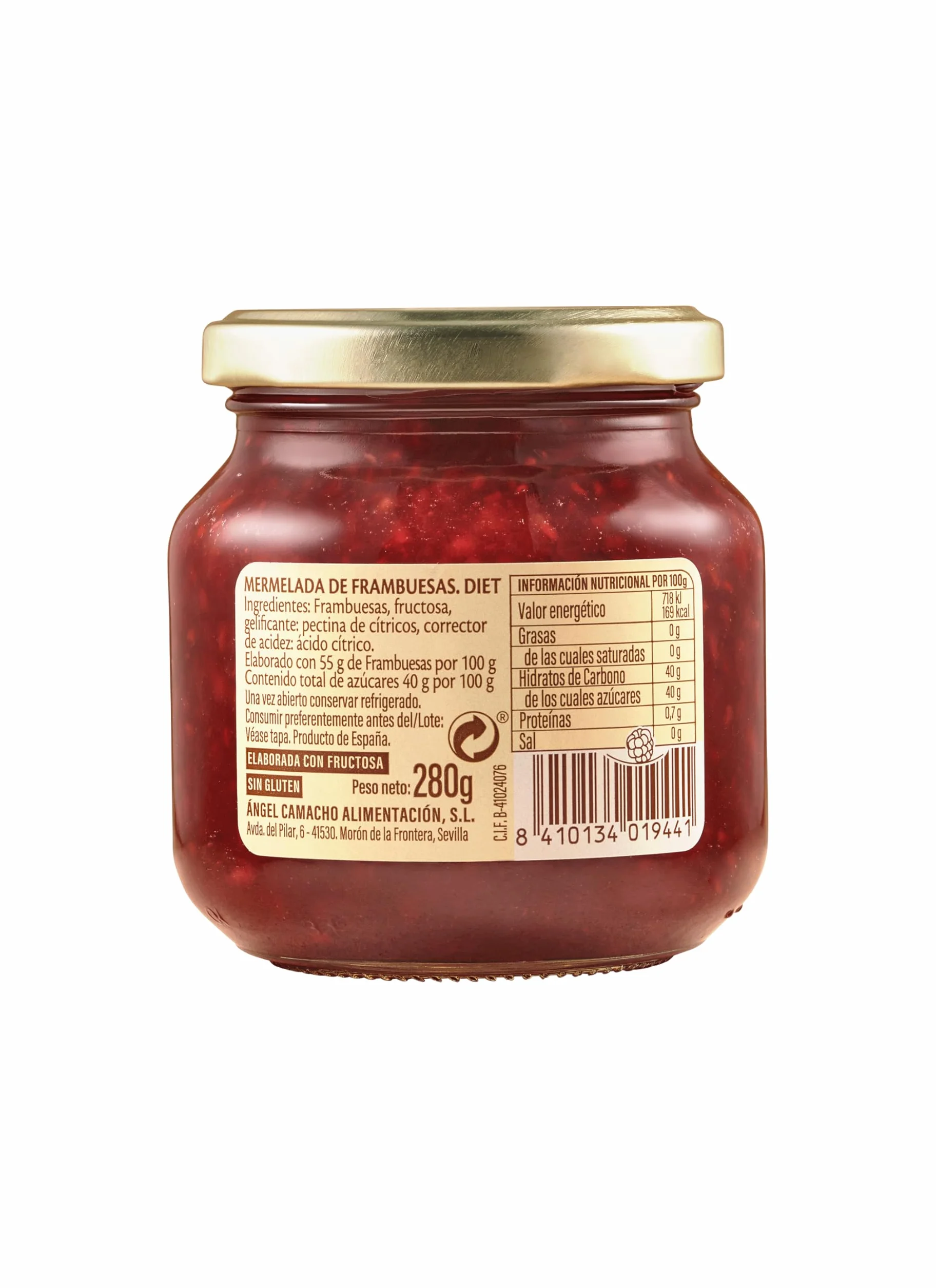 La Vieja Fábrica Diet 280gr, marmolada malinowa
