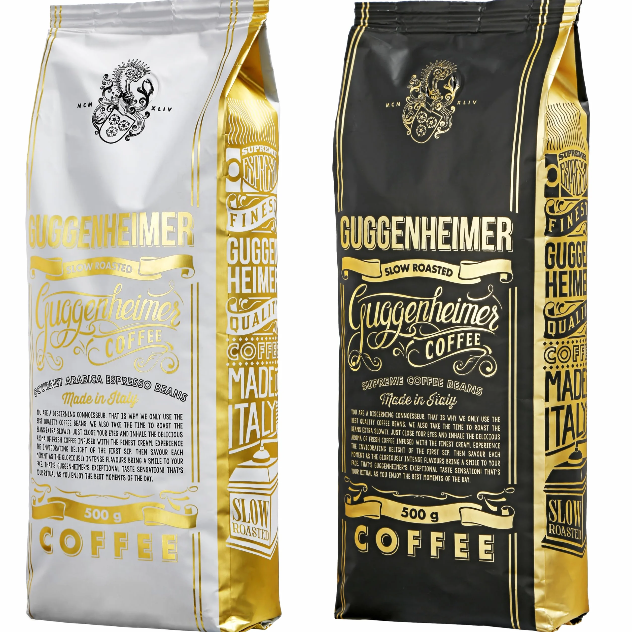 Guggenheimer Coffee Kawa Ziarnista Zestaw Degustacyjny 1kg (2x500g) Supreme Gourmet Arabica Niska Kwasowość