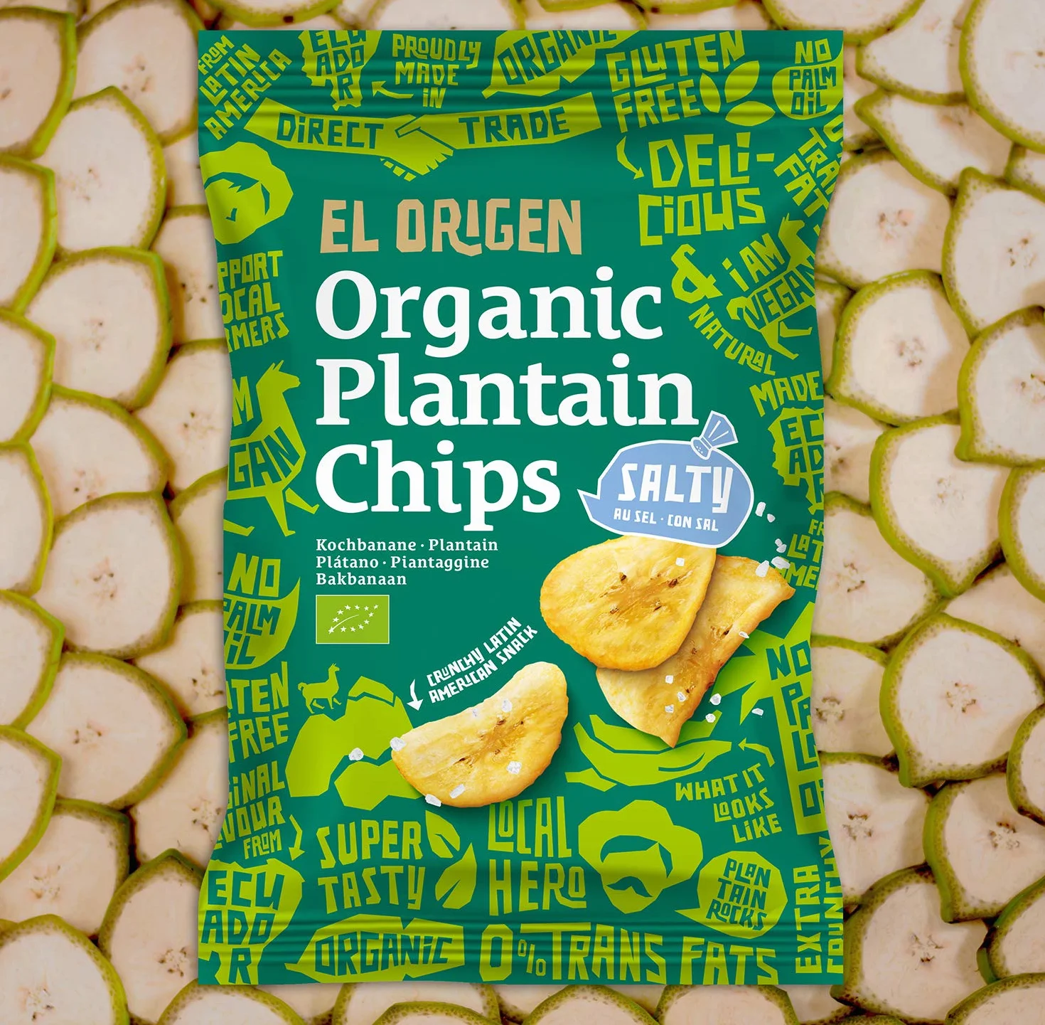chips de plantain bio el origen au sel de mer, 8 x 80g