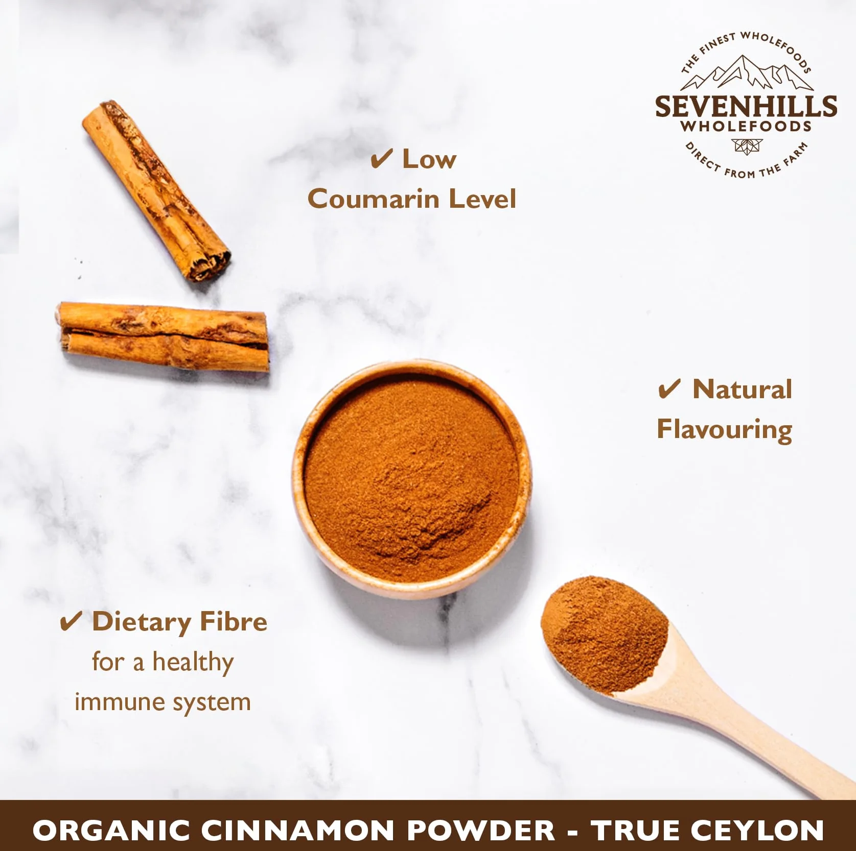 Sevenhills Wholefoods Organiczny Cynamon Cejloński W Proszku 200g