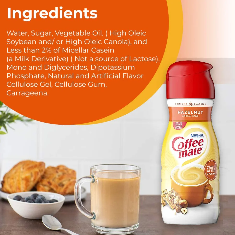 Coffee Mate Płynny krem do kawy orzech laskowy - wybielacz do kawy - 473 g (2 sztuki)