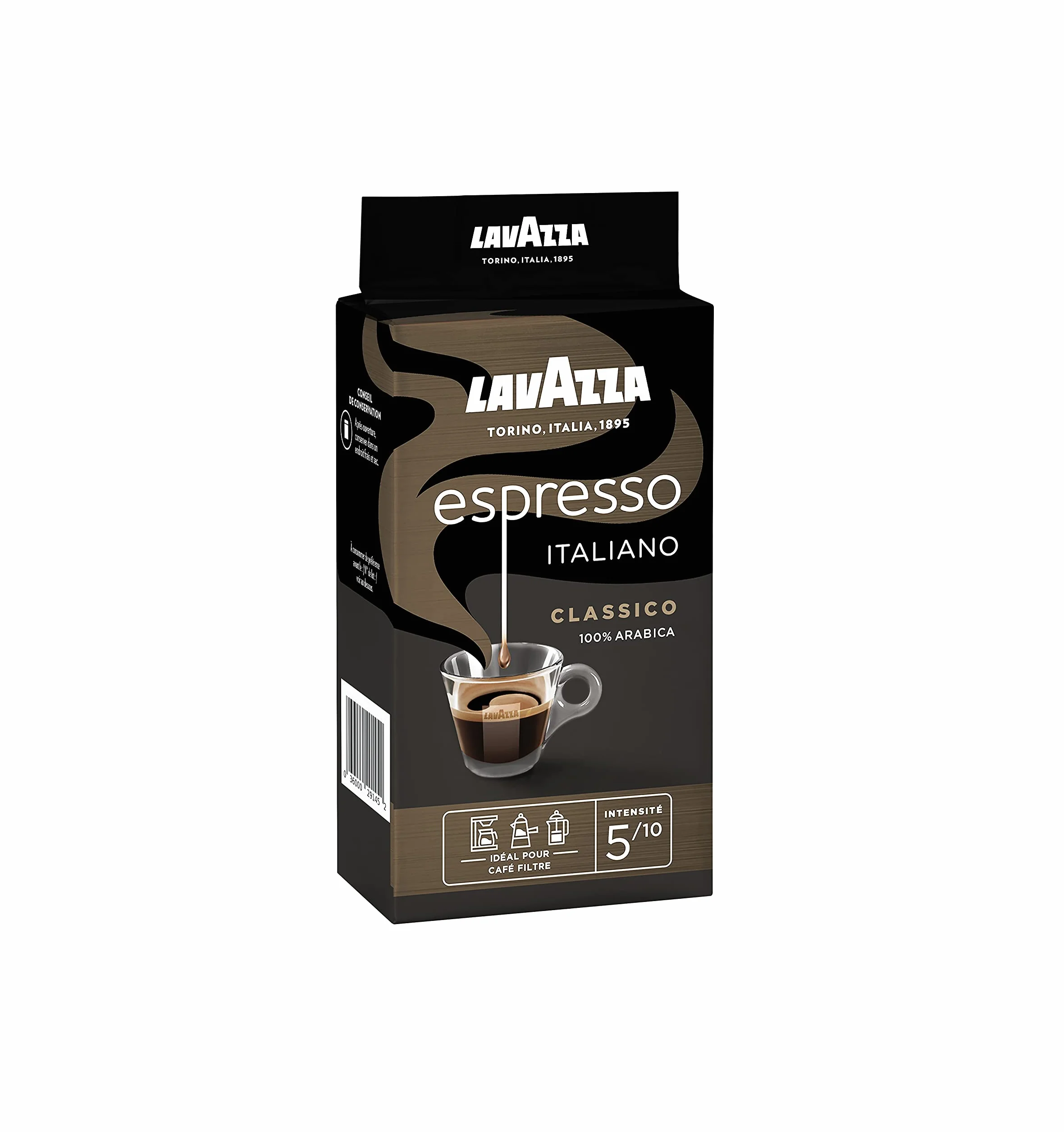 LAVAZZA - Espresso Italiano Classico kawa mielona - włoska kawa - 100% arabika - zrównoważona - intensywność 5 - opakowanie 250 g