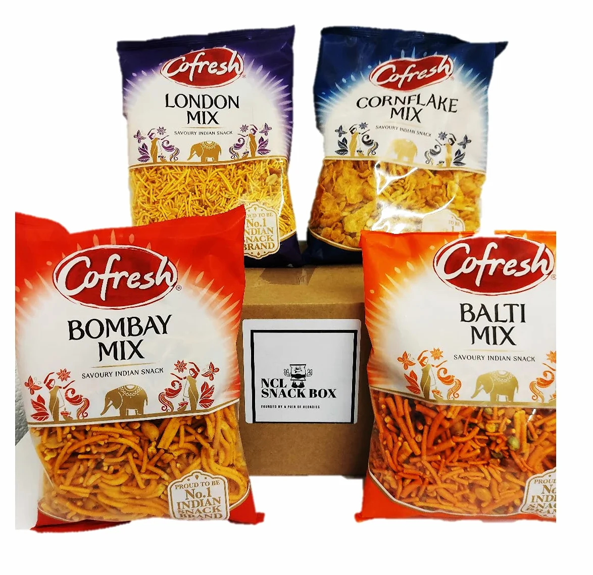 Cofresh Mix zestaw 4 smaków Bombay, płatków kukurydzianych, London Mix, Balti