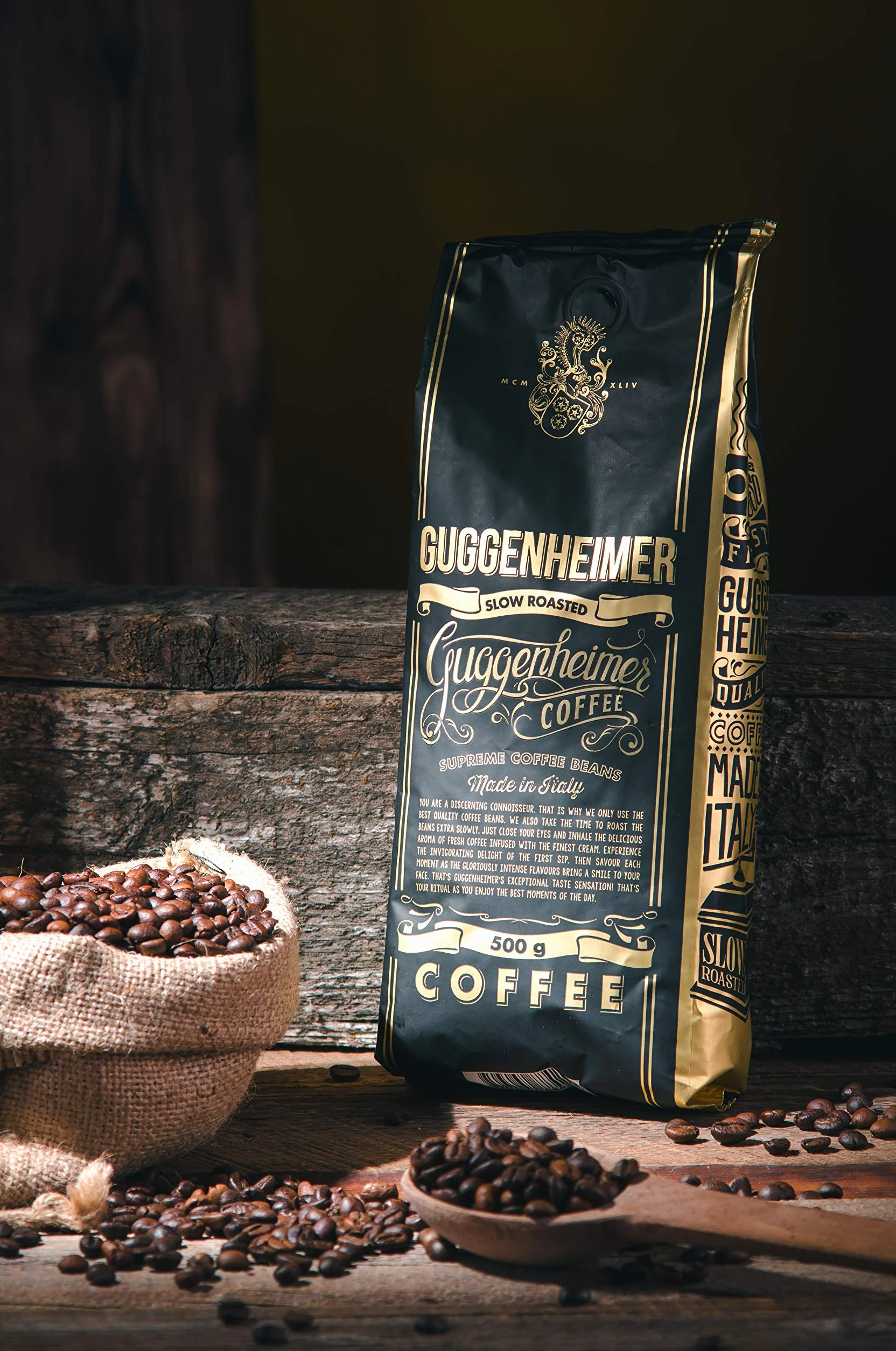 Guggenheimer Coffee Kawa Ziarnista Zestaw Degustacyjny 1kg (2x500g) Supreme Gourmet Arabica Niska Kwasowość