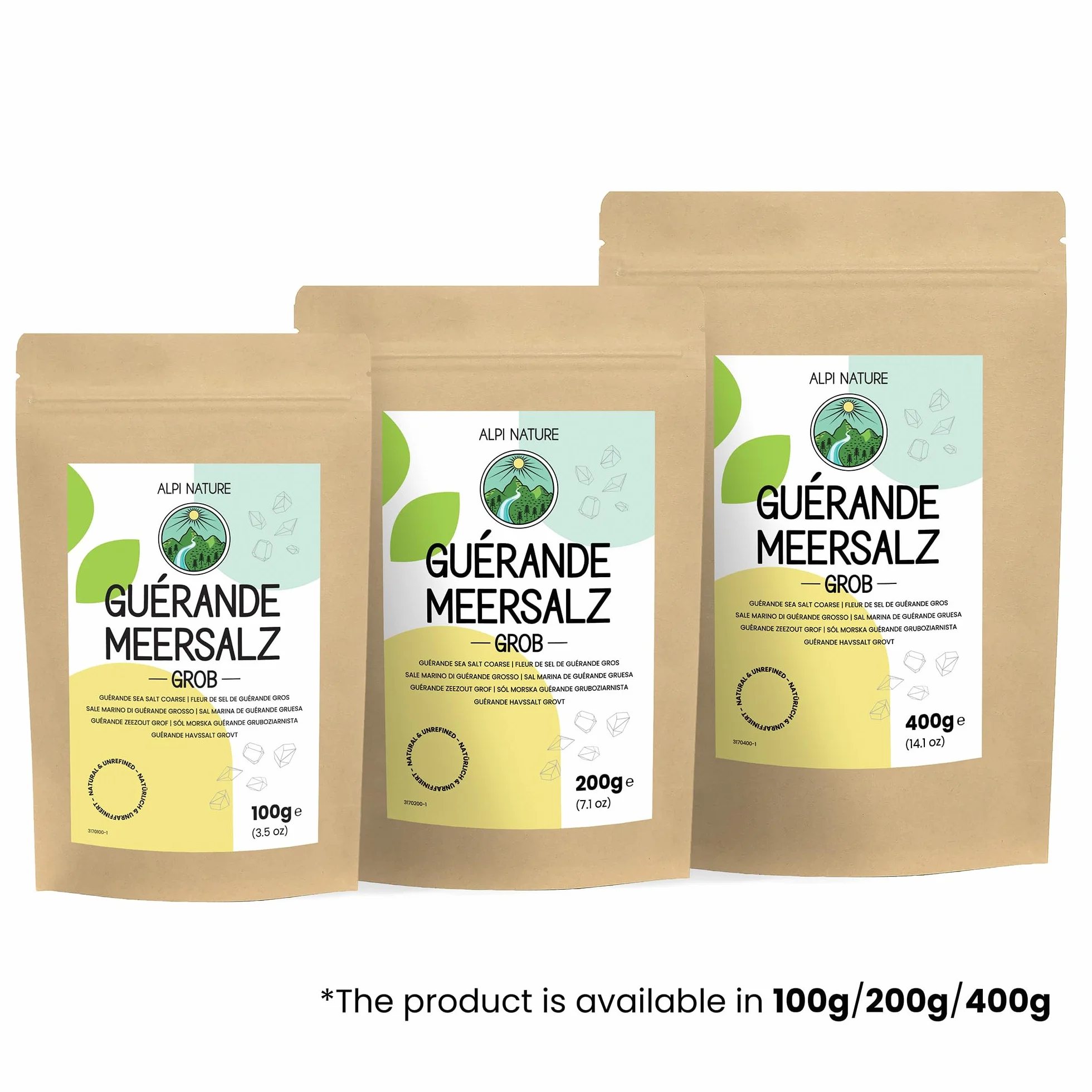 Alpi Nature Fleur de Sel de Guérande Gruboziarnista Sól 400g, Gruboziarnista Sól Morska z Guérande < 6 mm, Sel de Guérande ChNP