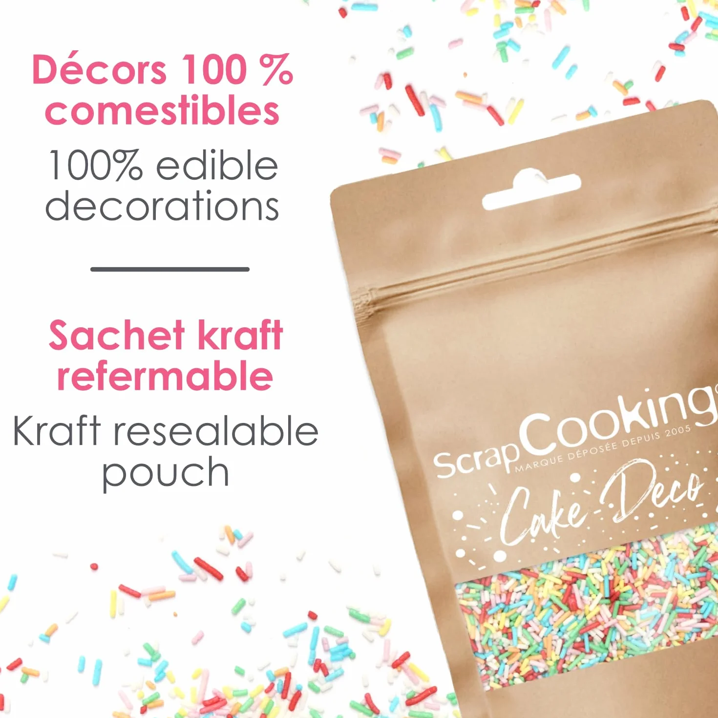 ScrapCooking - Wielobarwny słoik na słodkie dekoracje Wermiszel 80 g - Kolorowe konfetti cukrowe - Dekoracja ciasta, desery, ciasta, ciastka, babeczki, urodziny - Wzór ciasta - 7436