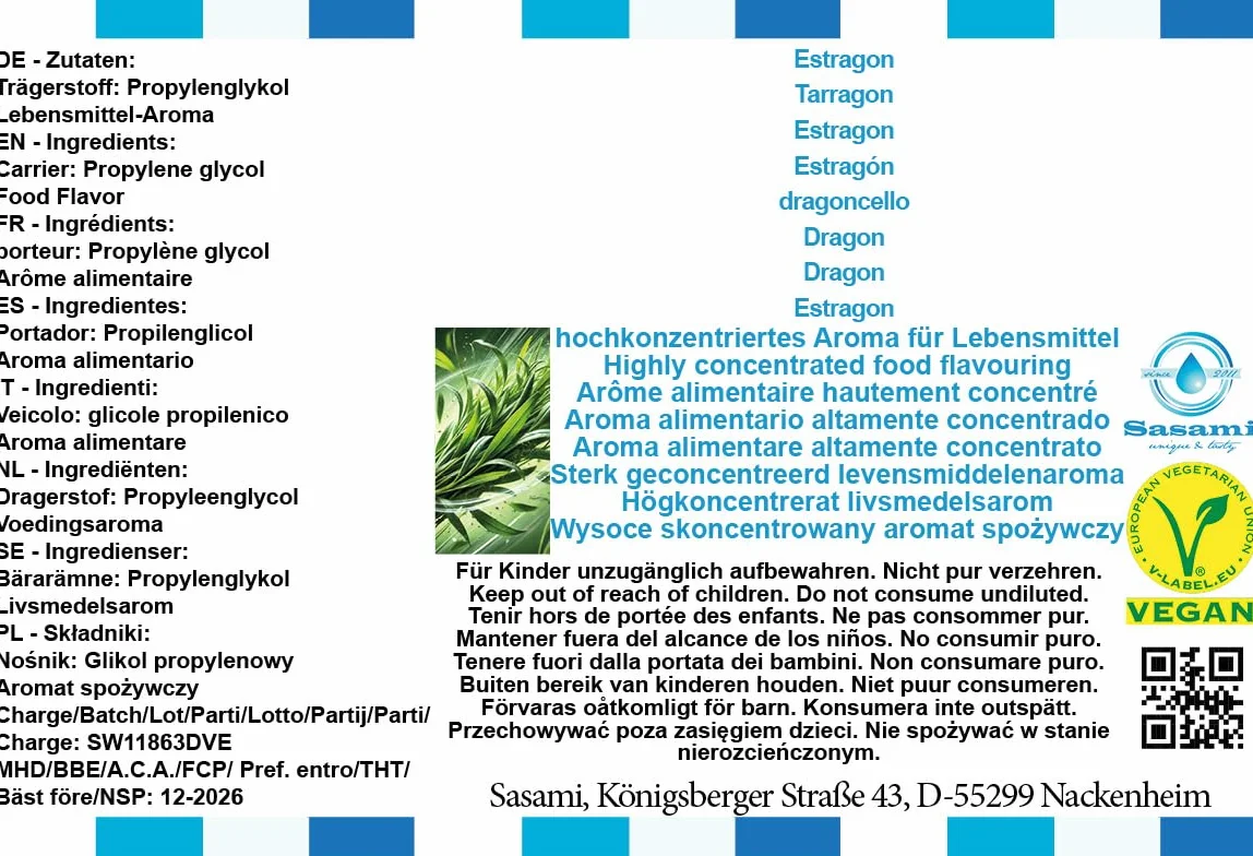 Estragon aromat koncentrat – Wegański – Sasami – 10ml