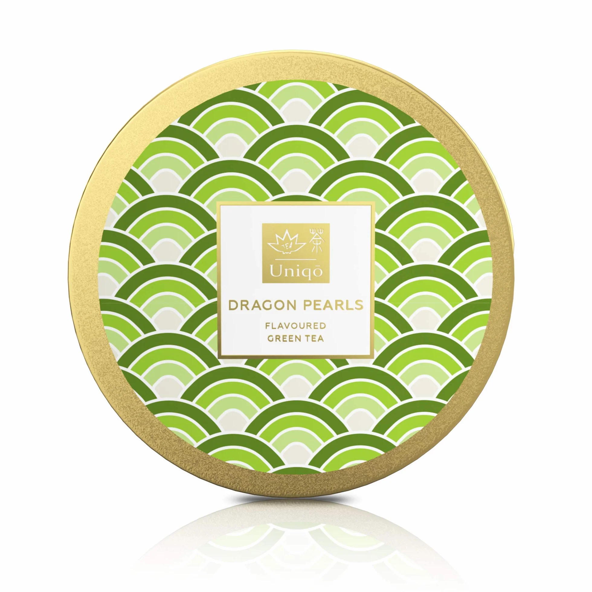 Tea Uniqo herbata jaśminowa Dragon Pearls – prezent na herbatę | Jaśminowa perła smoka naturalnie aromatyzowana zielona herbata luzem w eleganckiej puszce prezentowej | bezglutenowa – wegańska – bez