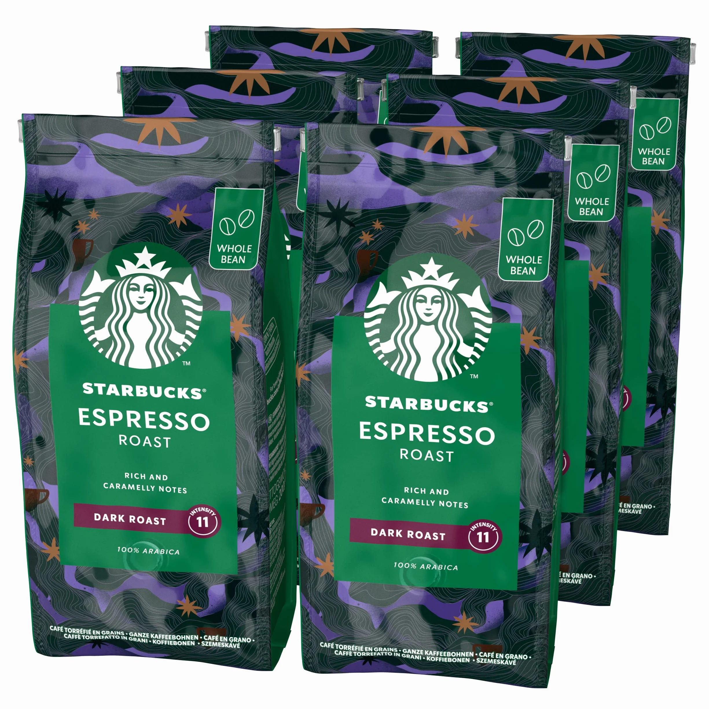 STARBUCKS Espresso Roast Kawa Ziarnista 200g Zestaw 6 sztuk