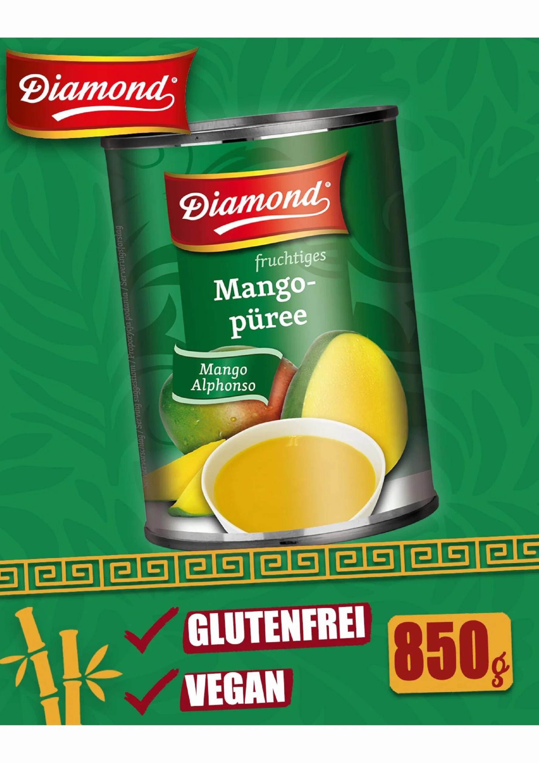 DIAMOND Przecier mango, delikatne puree z mango Alphonso, konserwa owocowa w puszce – 1 x 850 g