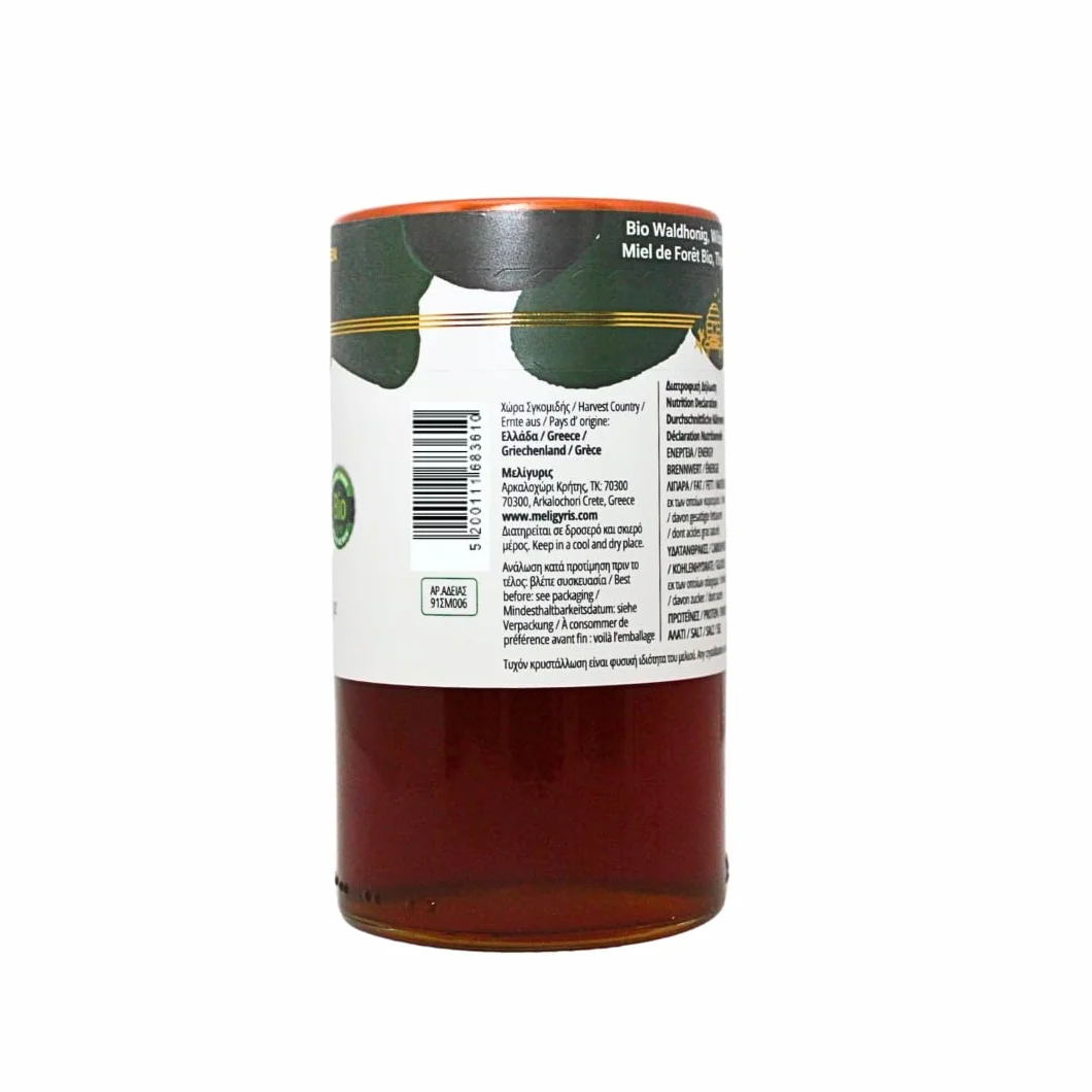 Meligyris – Ekologiczny Kreteński Miód Leśny z Dzikim Tymianem – 100% Surowy, Niefiltrowany i Naturalny – Bio Miód z Krety – 450 g
