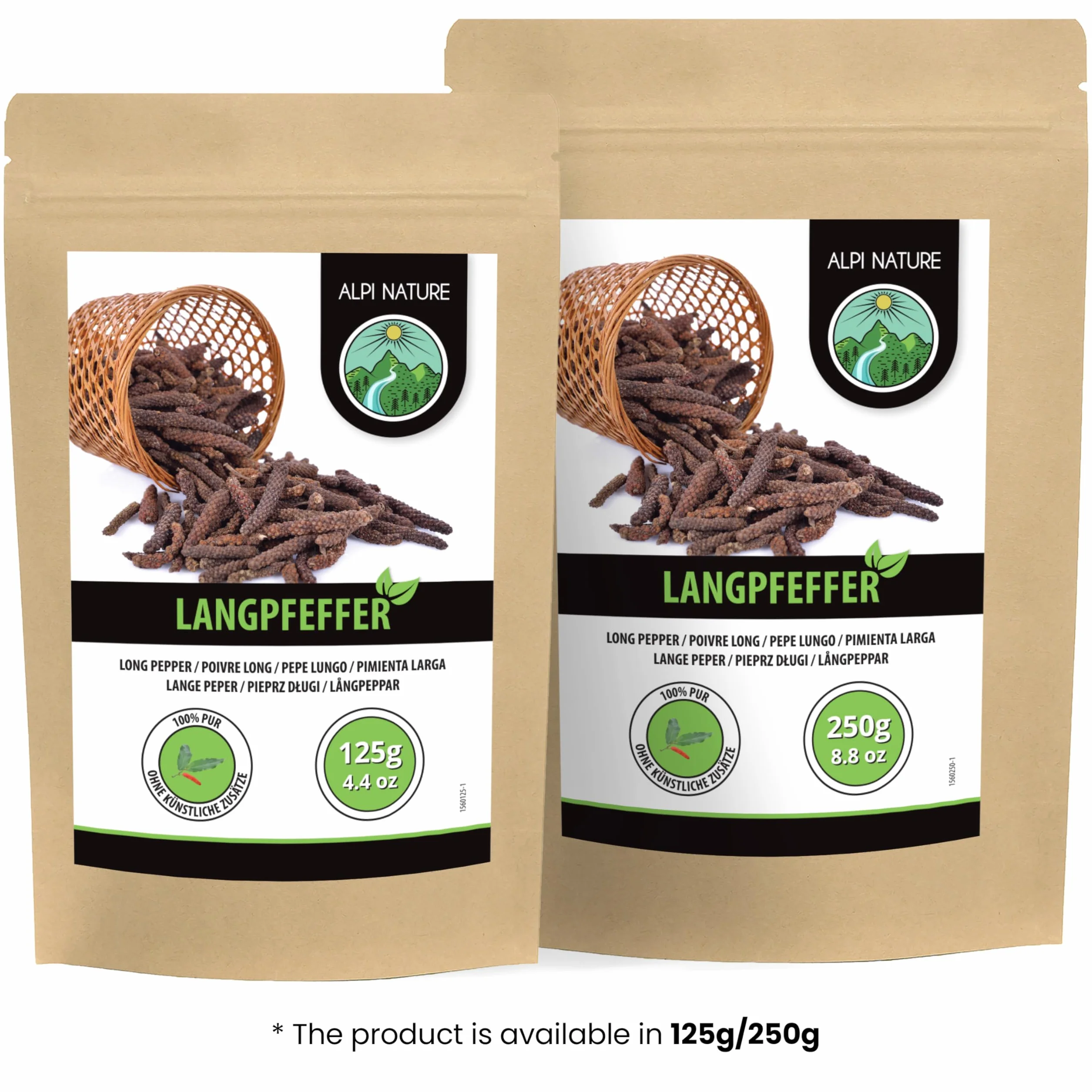Alpi Nature Pepper Lang całkowicie (125 g) pręty pieprzowe w 100% naturalne oczywiście bez dodatków wegańskie