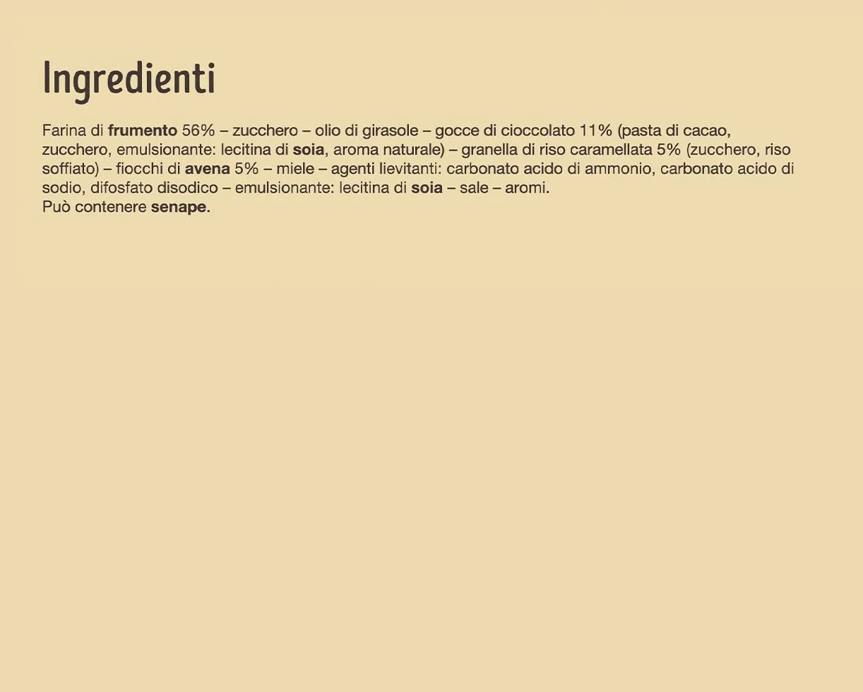 Misura Privolat Biscotti con Cereali e Gocce di Cioccolato | Senza Latte e Uova | Farina da Filiera Italiana | Confezione in Carta Certificata FSC | 6 Porzioni da 6 Biscotti