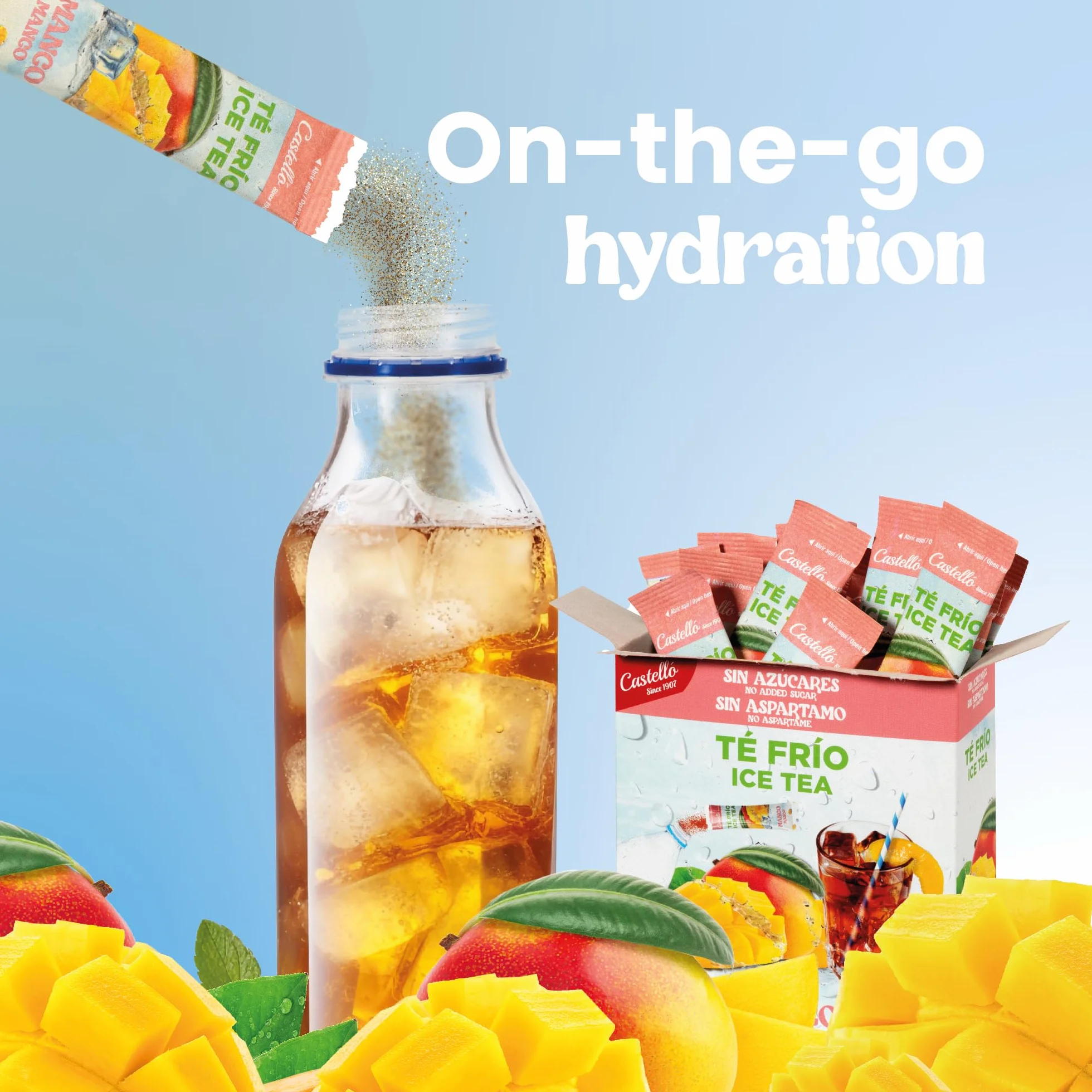 Castello since 1907 Mrożona Herbata (Ice Tea - Iced Tea) Rozpuszczalna Zero w Saszetkach | 36 Sztuk | 3 Smaki | Zero Kalorii, Bez Cukru, Bez Aspartamu