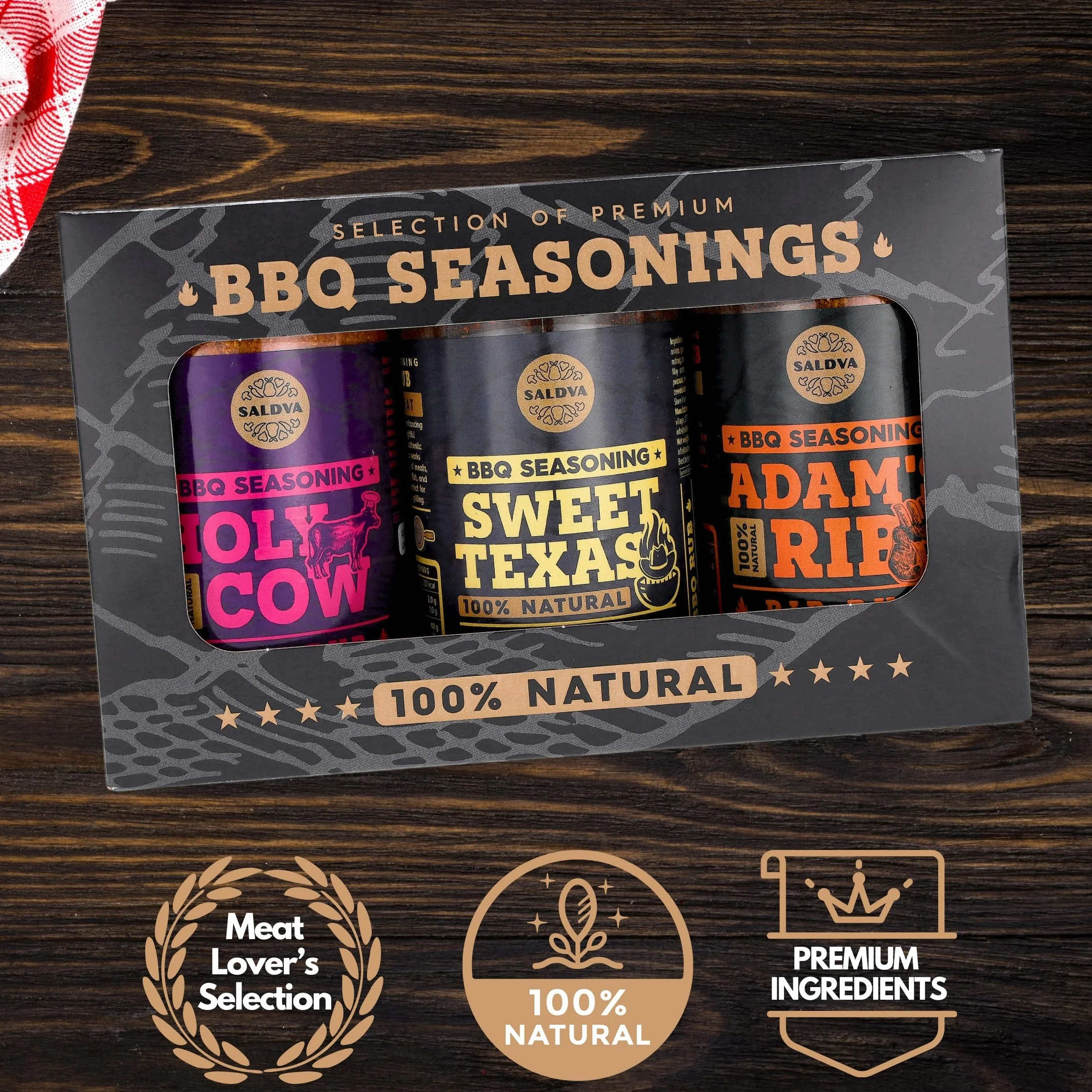 Zestaw przypraw BBQ Meat Lovers Holy Cow Sweet Texas Adam's Ribs 3 szt. naturalne