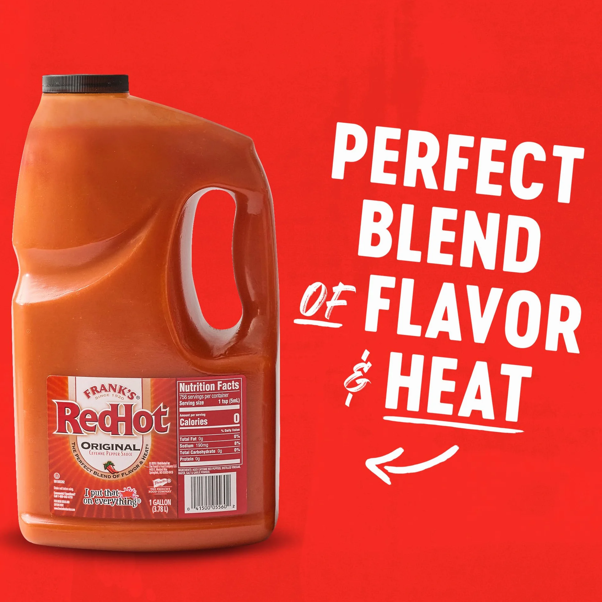Frank's RedHot Original Cayenne Pepper Sauce, Premium Blended Cayenne Peppers, Bold & Spicy Flavour, Bulk Container, 3.8L