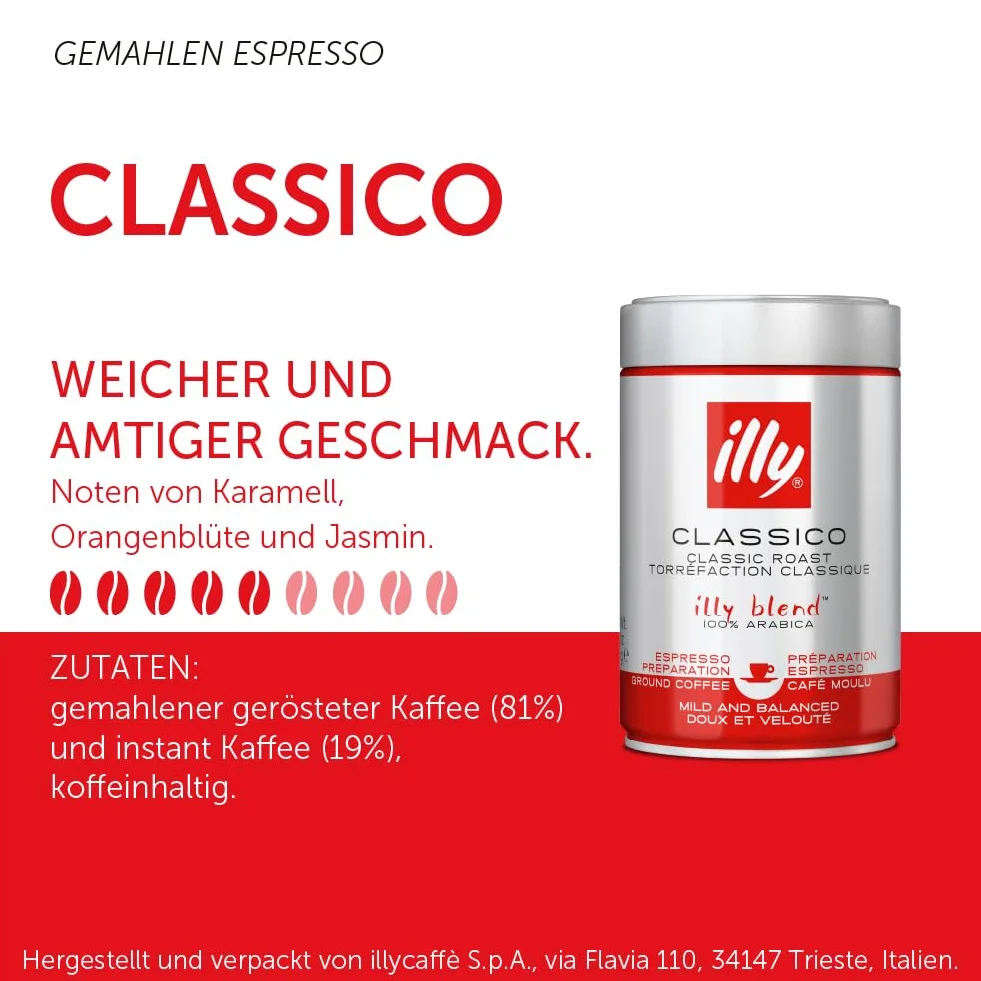 Illy Classico włoska kawa mielona, 250 g