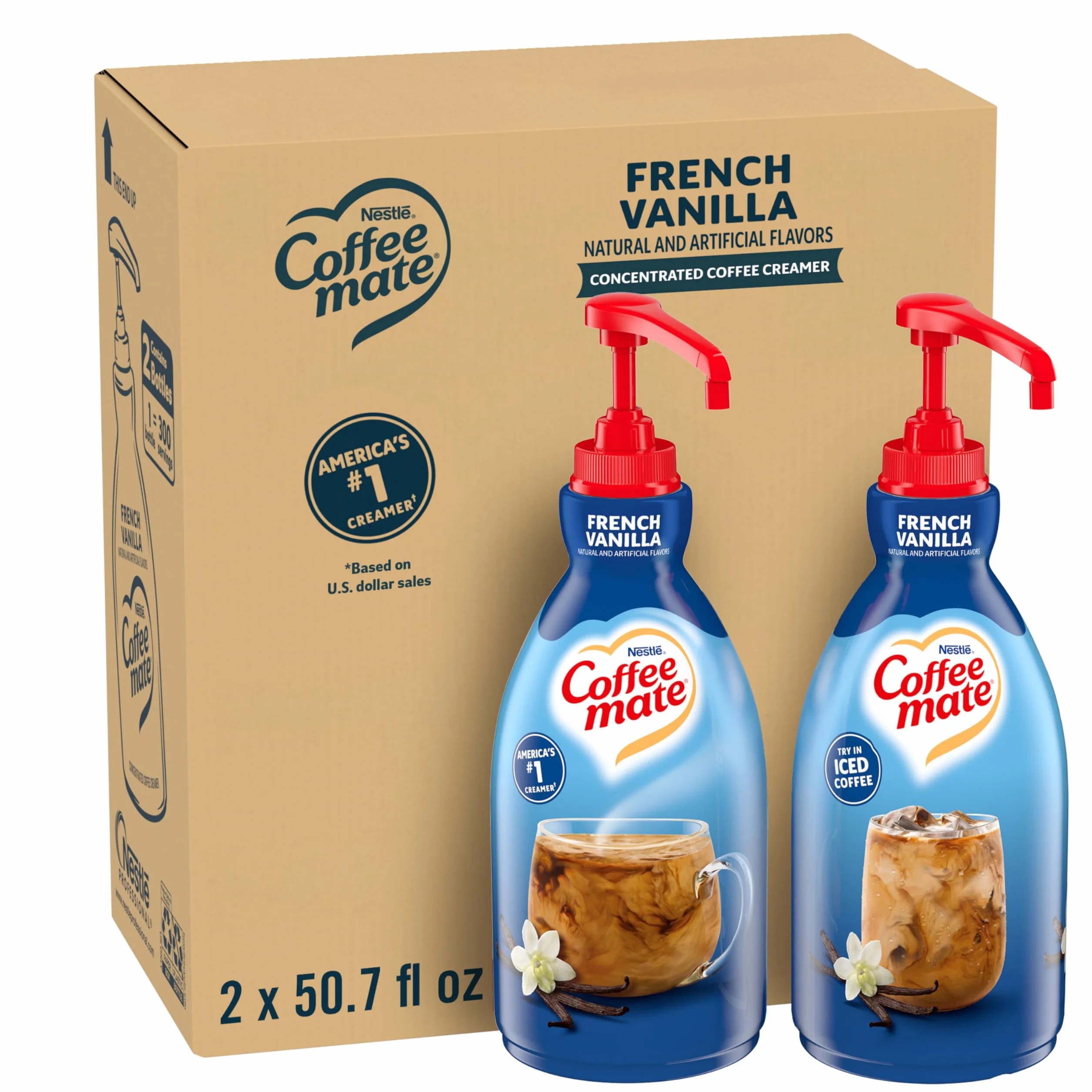 NESTLE Coffee Mate Coffee Creamer French Vanilla 1,5 l butelka z pompką na płyn opakowanie 2 szt