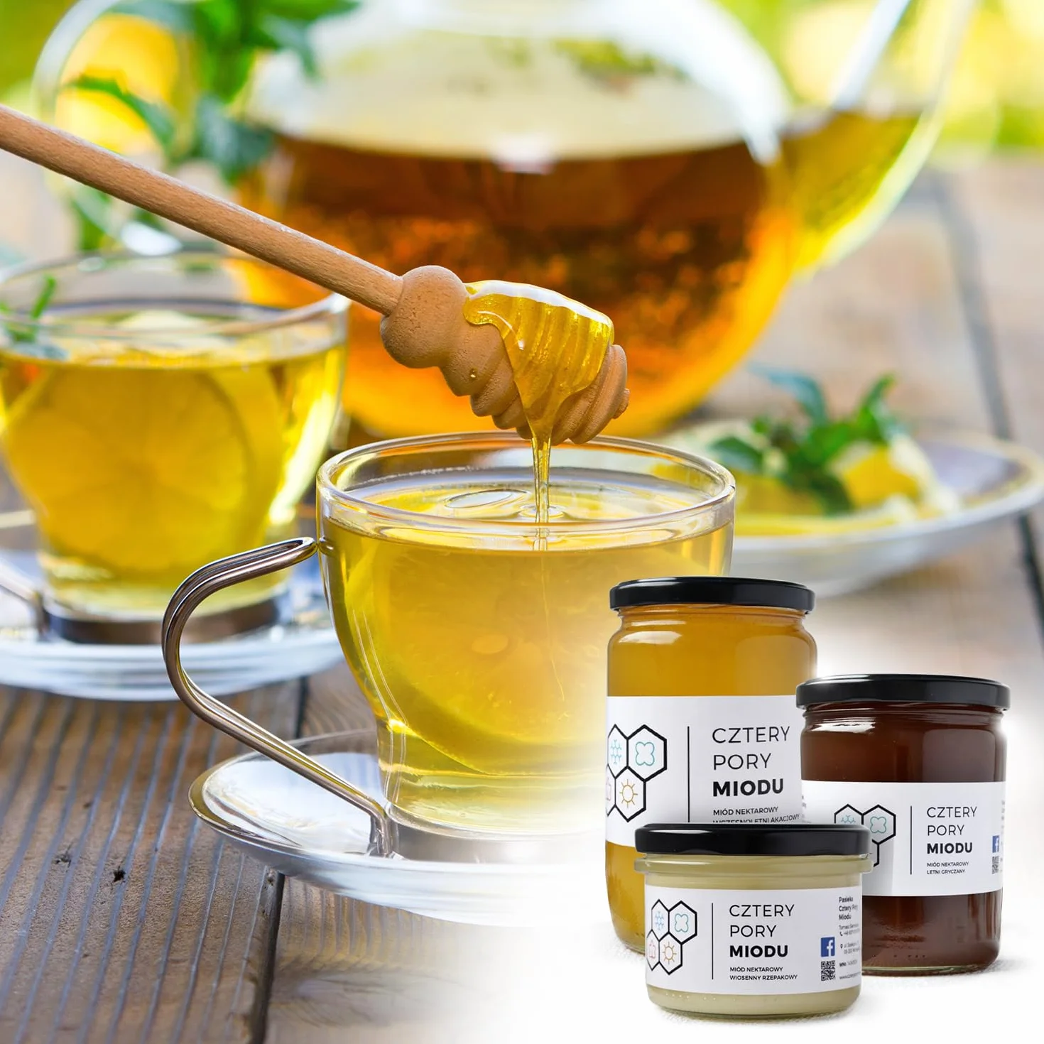 Zestaw upominkowy mini miód | 3 rodzaje miodu 140g & 1 pyłek pszczeli 70g | Słodki i zdrowy pomysł na prezent | Wysokiej jakości opakowanie | 100% naturalny
