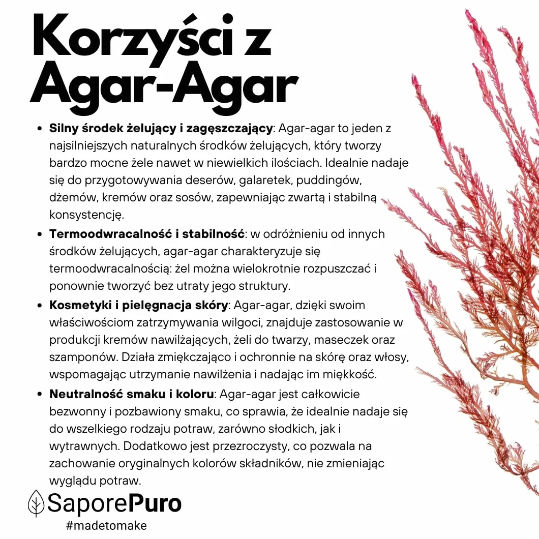 SaporePuro Agar Agar w proszku 1 kg – Naturalny środek żelujący bez glutenu