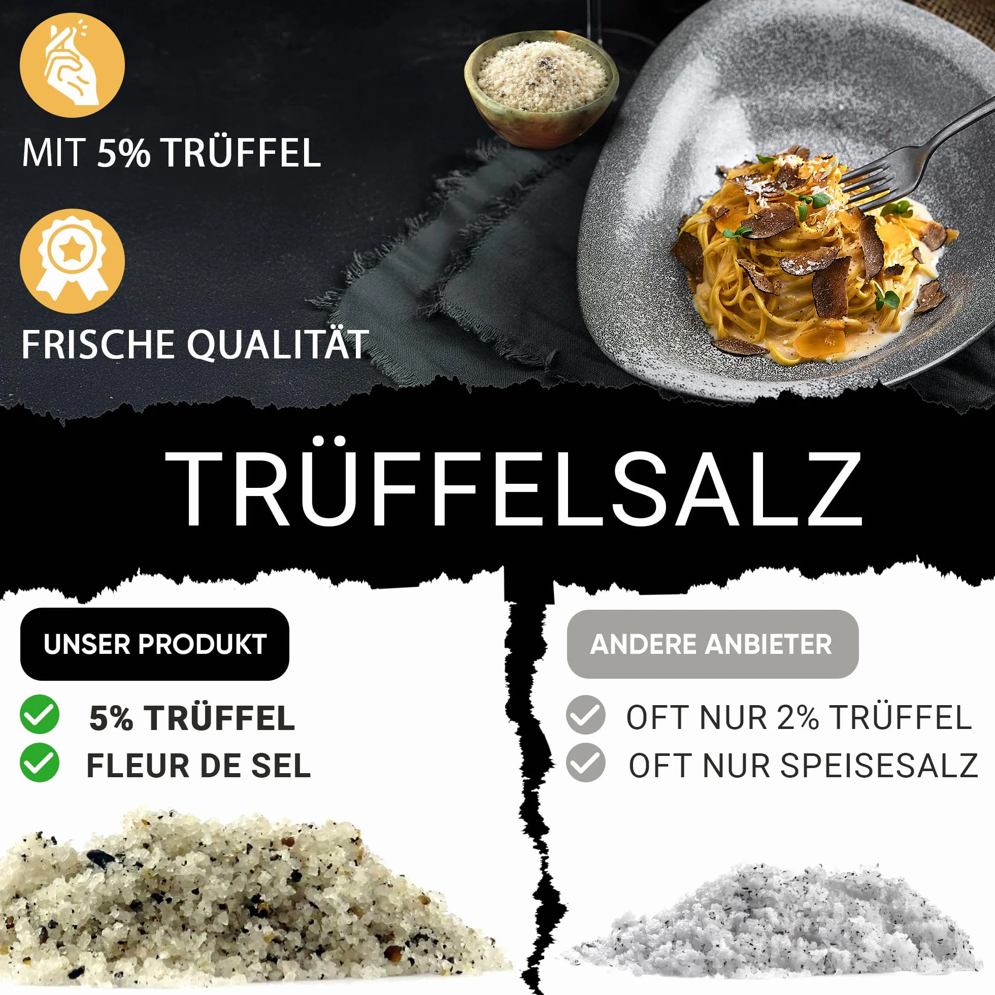 allerFeinst! - Sól truflowa premium z 5% truflą | Gourmet Fleur de Sel przyprawa truflowa | prawdziwa trufla letnia | tuber aestivum, 1 opakowanie (1 x 50 g)