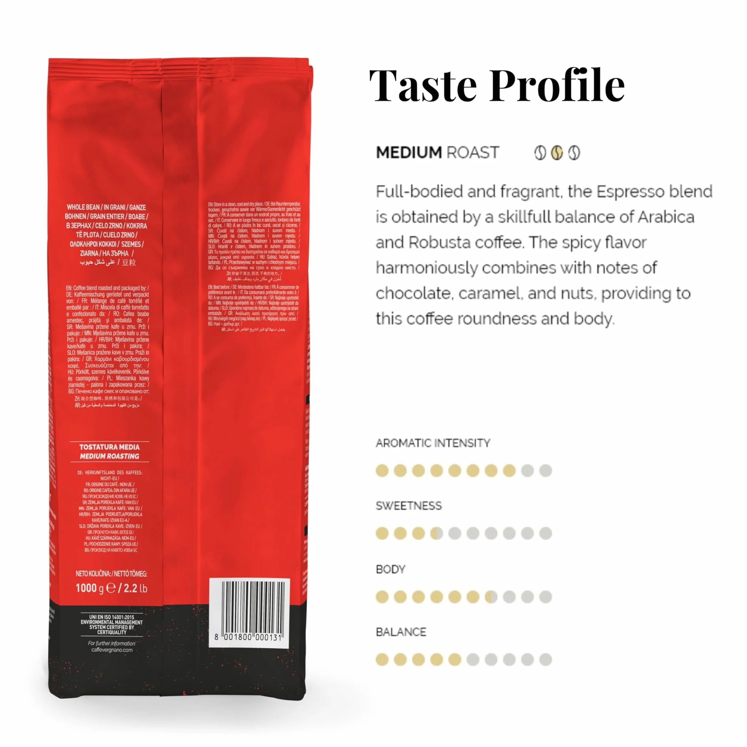Caffè Vergnano 1882 Espresso Kawa Ziarnista Roast