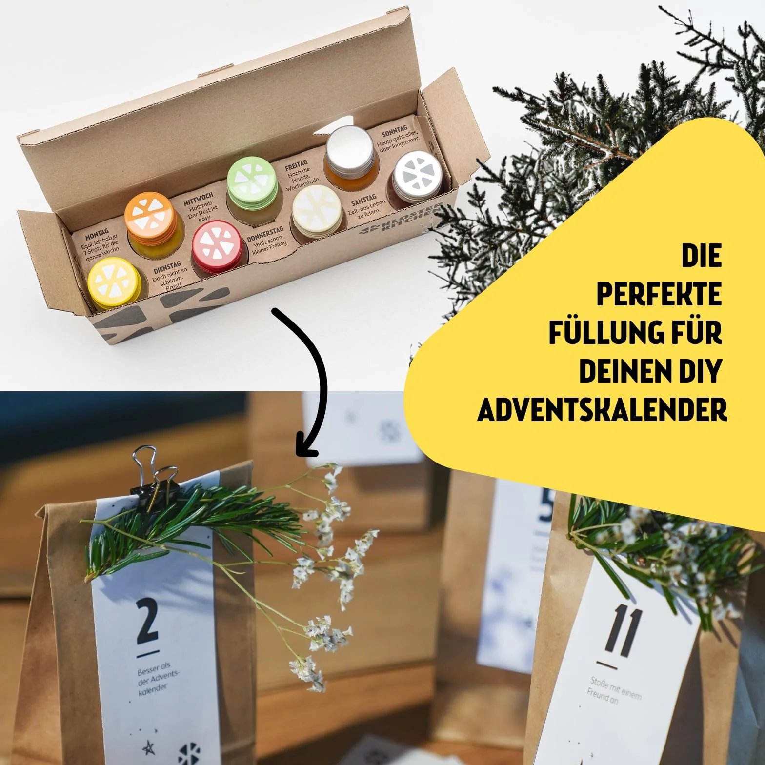 Kloster Kitchen kalendarz adwentowy, organiczny imbir, 7 butelek 30 ml