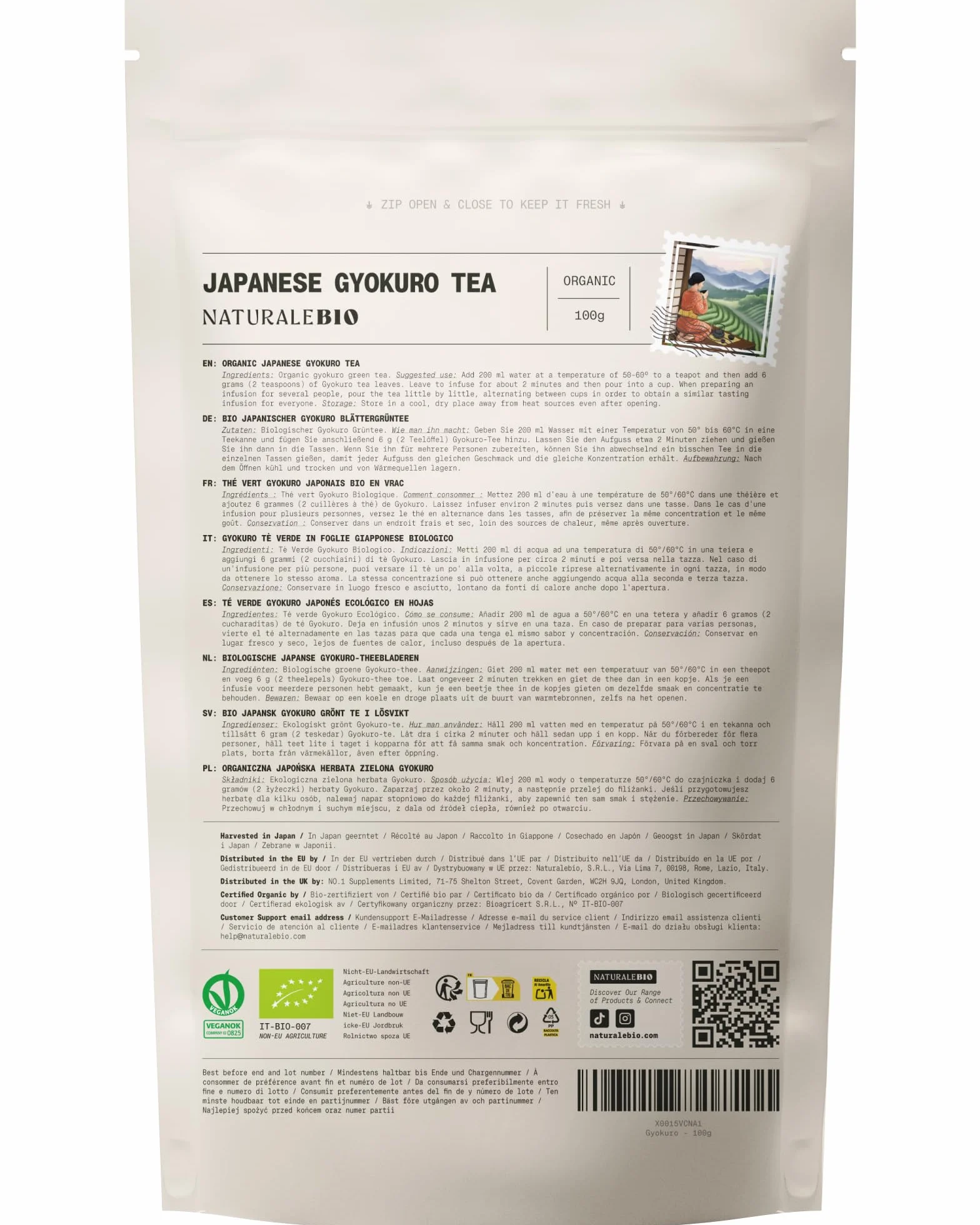 Zielona herbata Gyokuro japońska organiczna 100g Bio naturalna liściasta z pierwszego zbioru