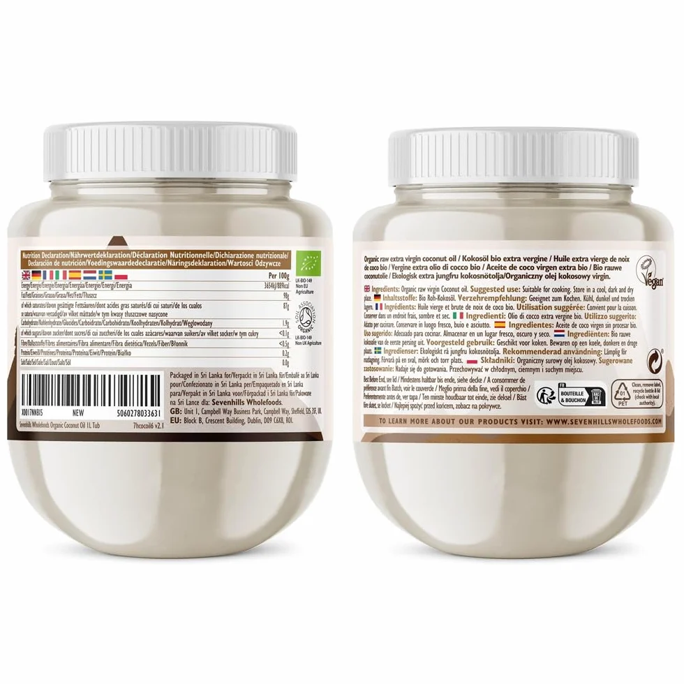 Sevenhills Wholefoods Organiczny Olej Kokosowy Extra Vergine 1L