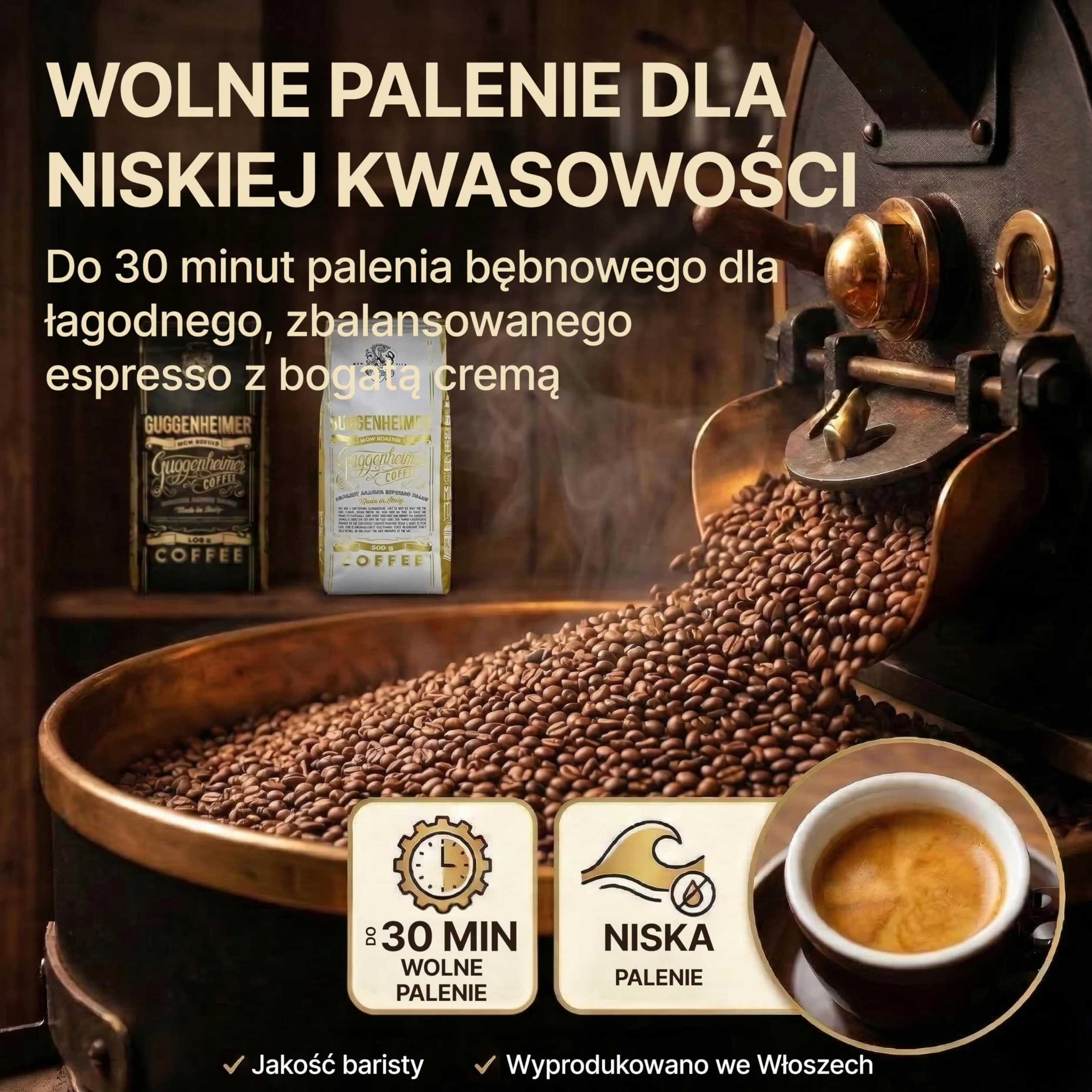 Guggenheimer Coffee Kawa Ziarnista Zestaw Degustacyjny 1kg (2x500g) Supreme Gourmet Arabica Niska Kwasowość