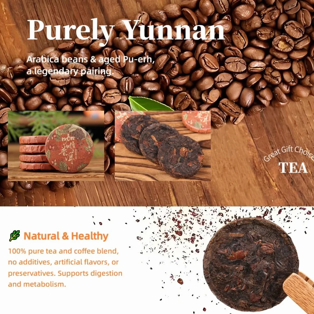 Kawowe Ciasto Herbaciane Pu-erh Yunnan O Bogatym Aromacie Kawy, Skompresowane Mini Ciastka Herbaciane 500g