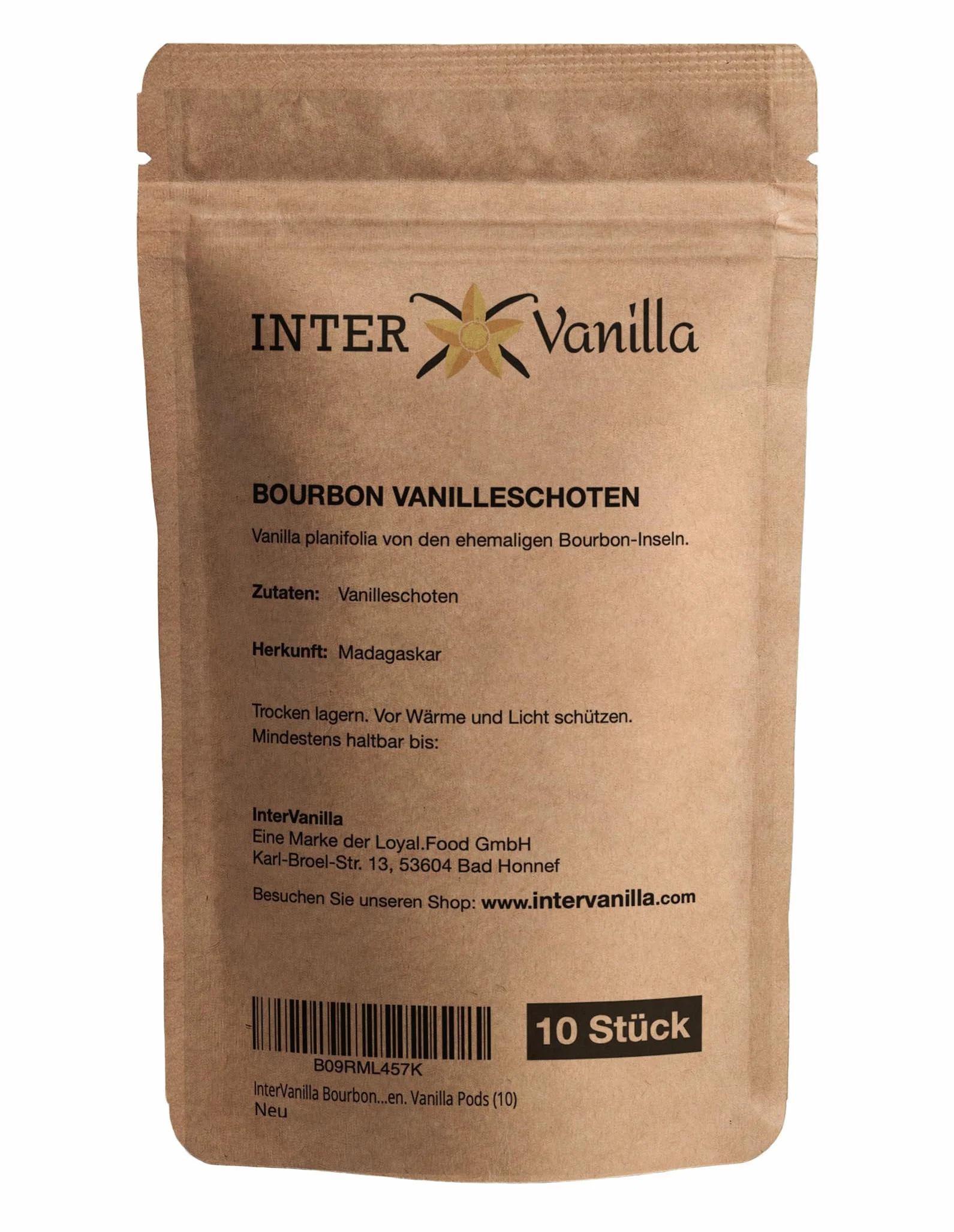InterVanilla Bourbon laski wanilii 10 sztuk, 12-13 cm strąki wanilii w jakości premium z Madagaskaru do pieczenia, gotowania i słodkich potraw. Waniliowe kapsułki