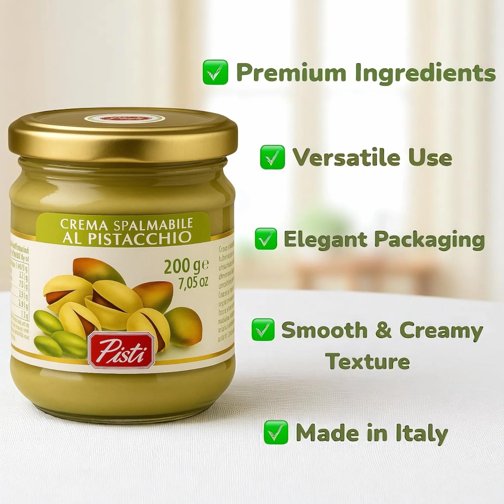 Pisti Krem pistacjowy Crema la Pistacchio Vaso Sycylia 200g 45% pistacji