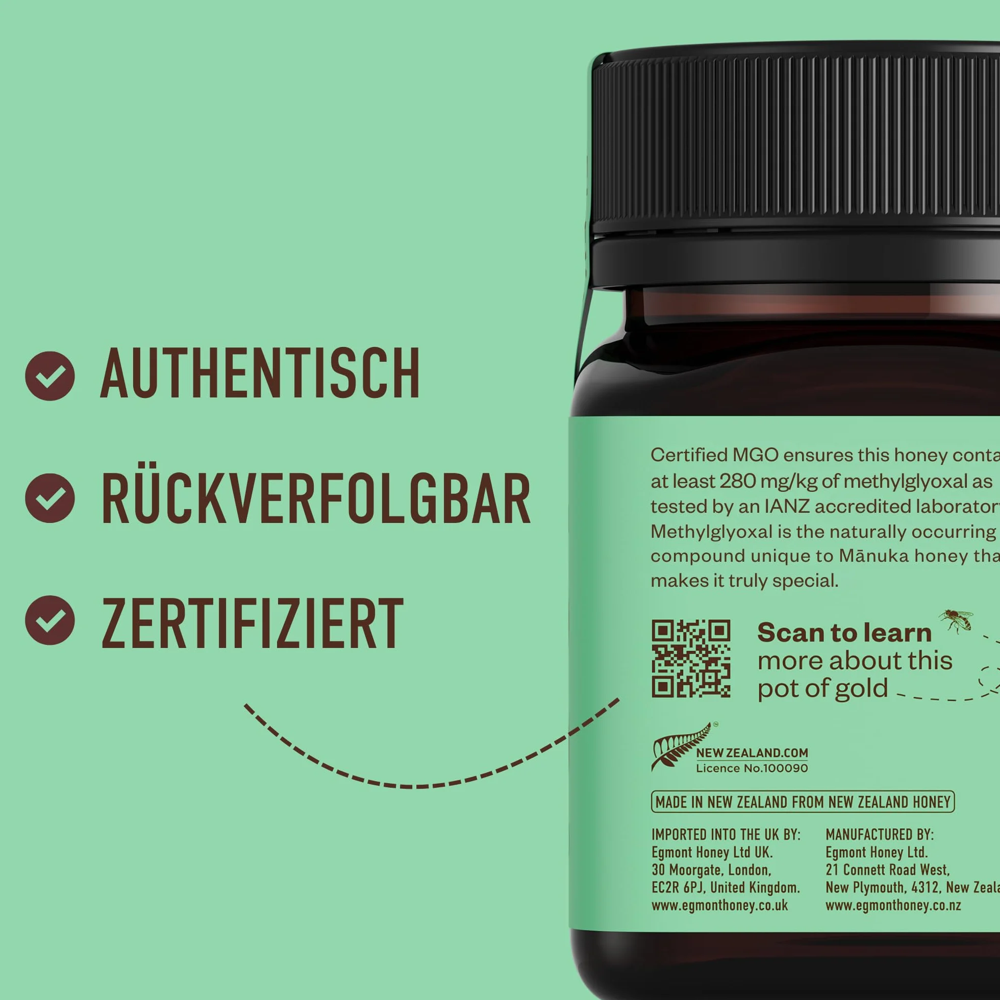 Egmont Honey Miód Manuka 280+ MGO 10+ UMF 500g certyfikowany naturalny Nowa Zelandia