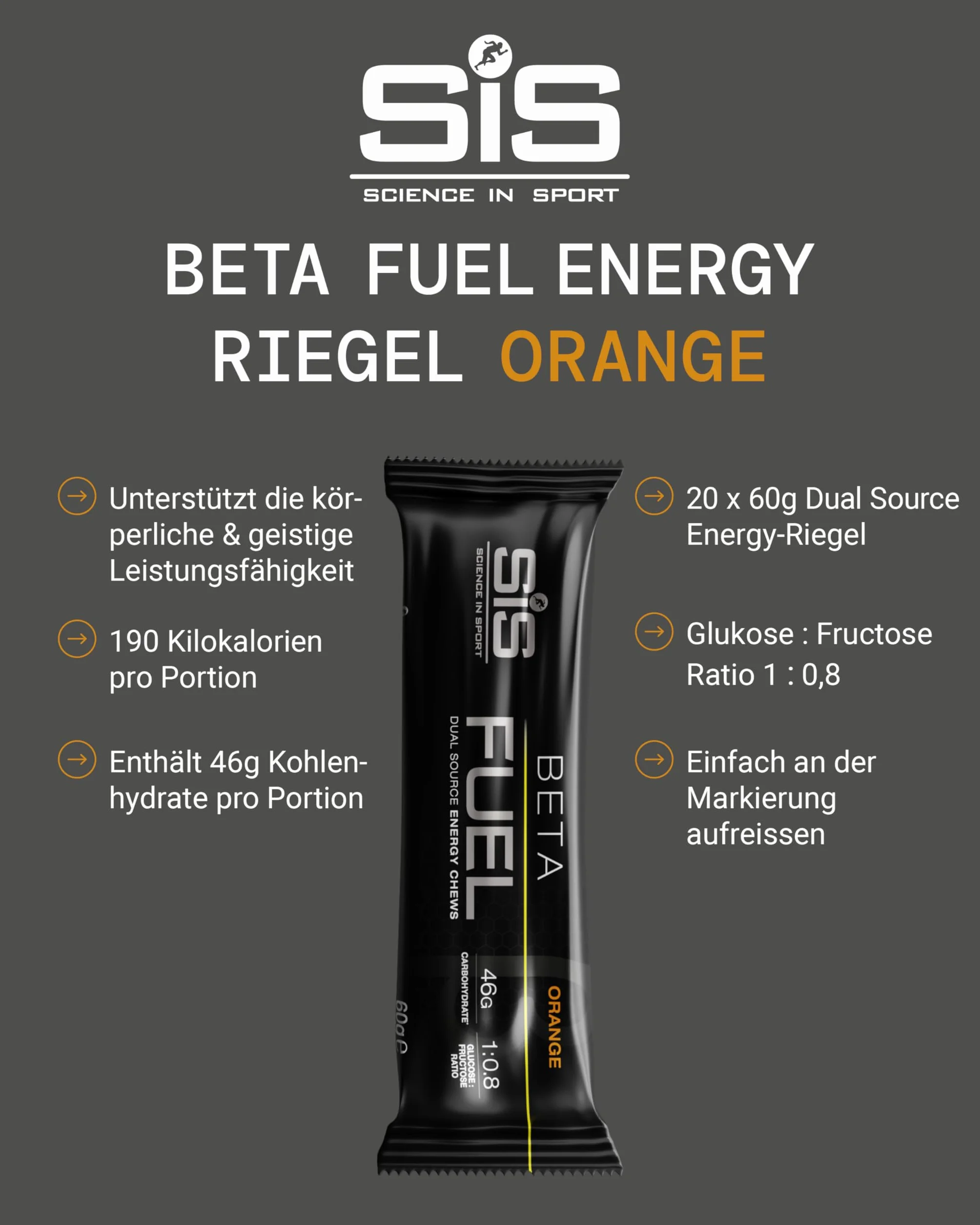 SIS Beta Fuel Energy Chews Orange 20x60g Batony Energetyczne