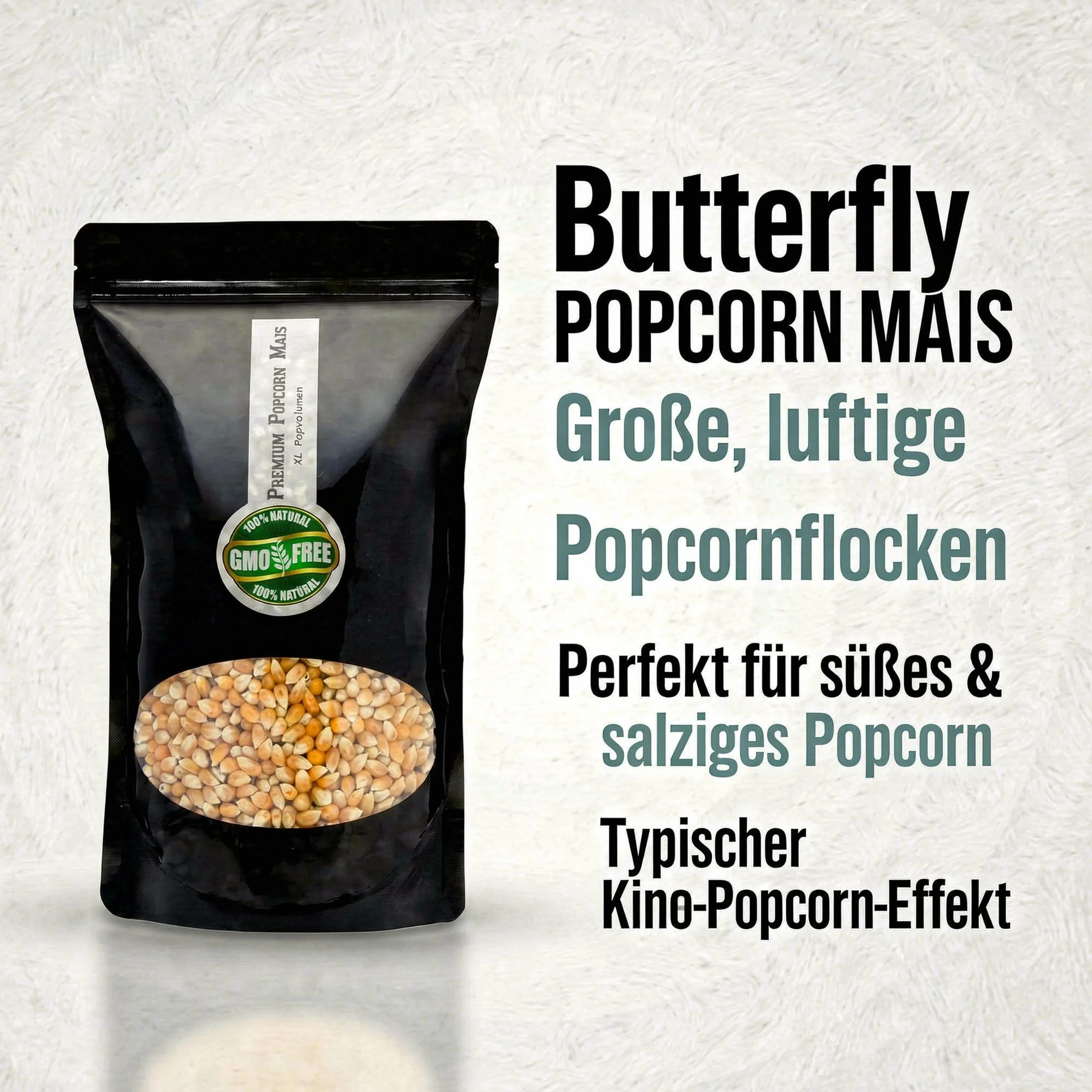 Premium Butterfly Popcorn Corn 500 g XL objętość pop 1:46 z opakowaniem chroniącym smak bez GMO