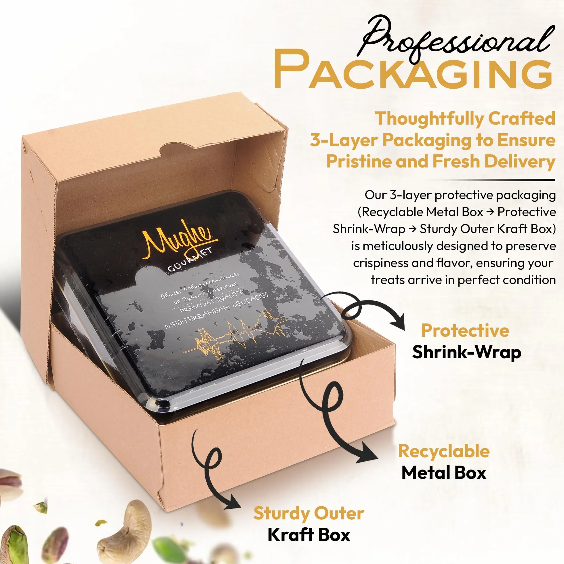 Baklava zestaw upominkowy 800 g 52 sztuki dwuwarstwowe ciasta liściastego Mix Gourmet